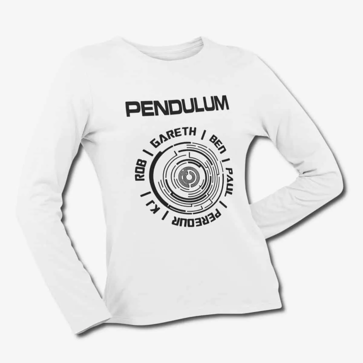 Pendulum Band Long Sleeve T-Shirt, Pendulum Logo White Longsleeve T-Shirt, Electronic Rock Merchandise