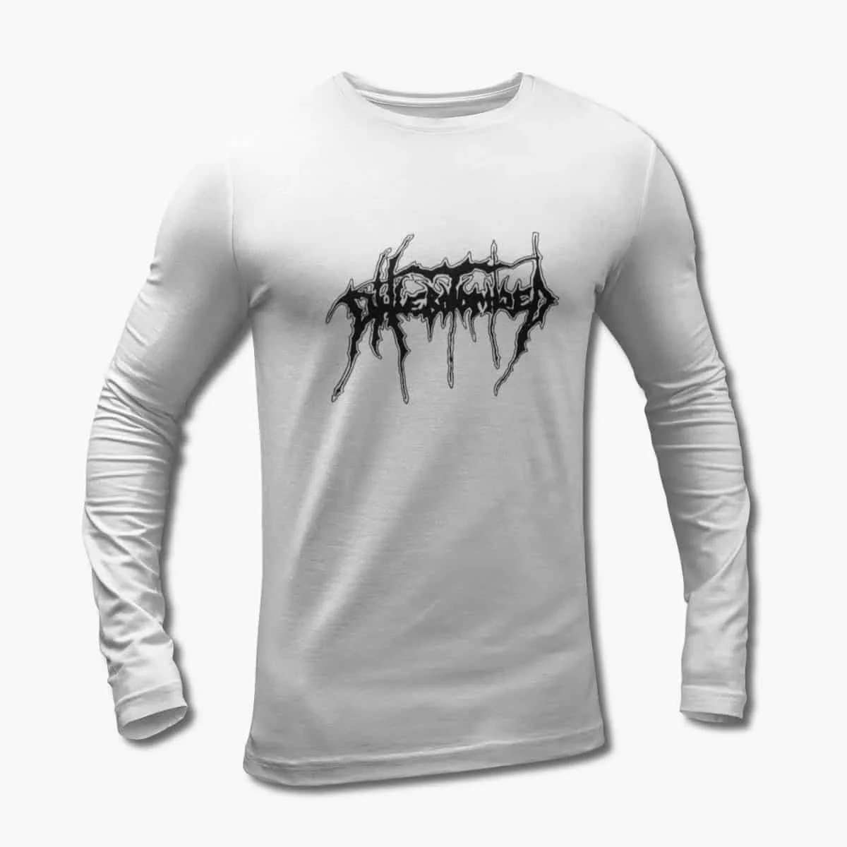 Phlebotomized Long Sleeve T-Shirt, Phlebotomized Logo White Longsleeve T-Shirt, Death Metal, Doom Metal Merchandise