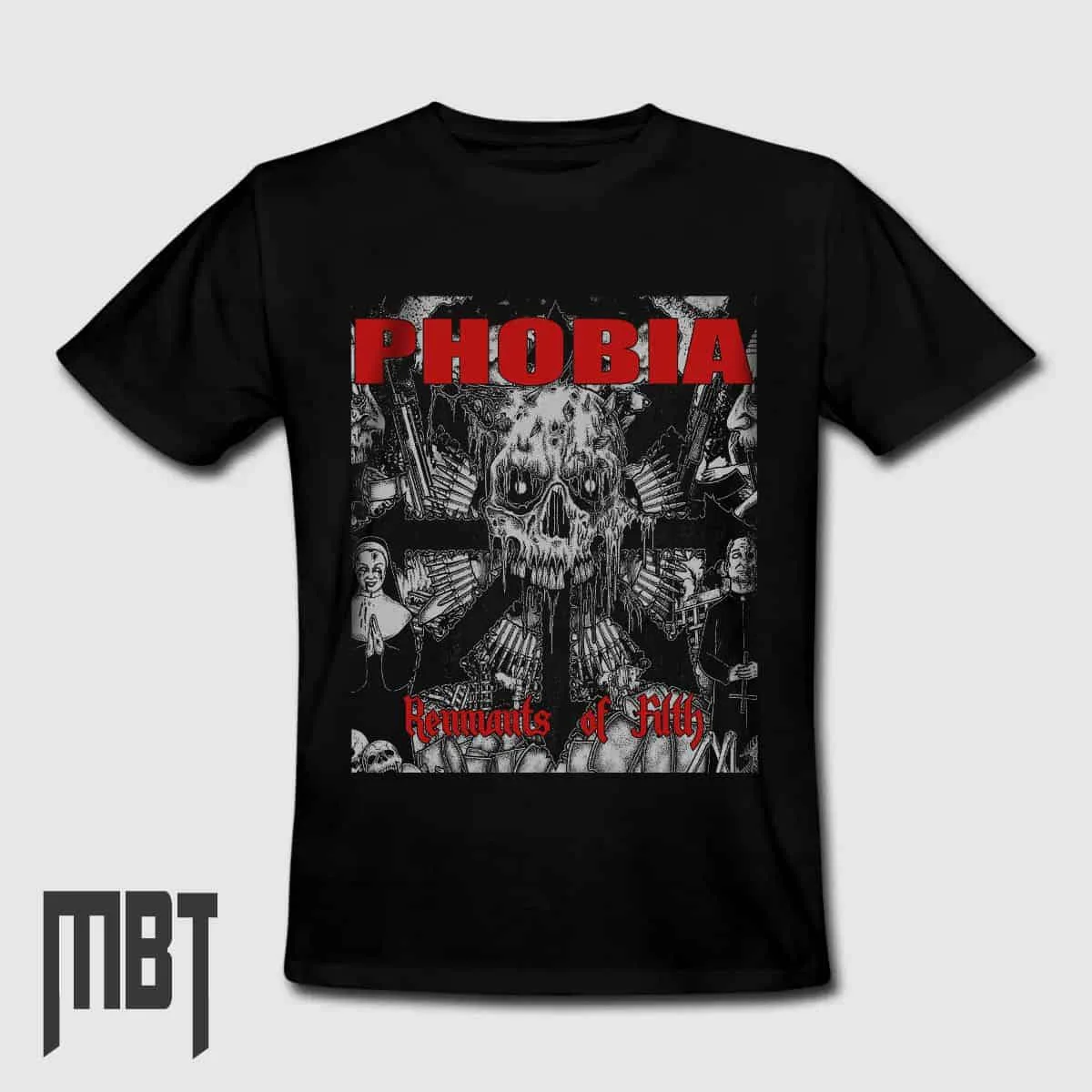 Phobia T-Shirt, Phobia Remnants of Filth T-Shirt #1, Grindcore, Metal Band, Crust Punk