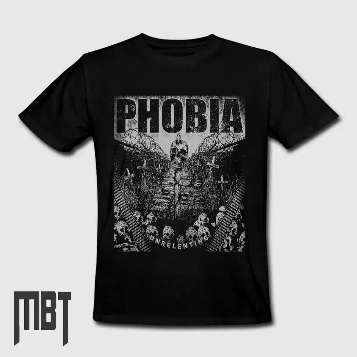 Phobia T-Shirt, Phobia Unrelenting T-Shirt #3, Grindcore, Metal Band, Crust Punk