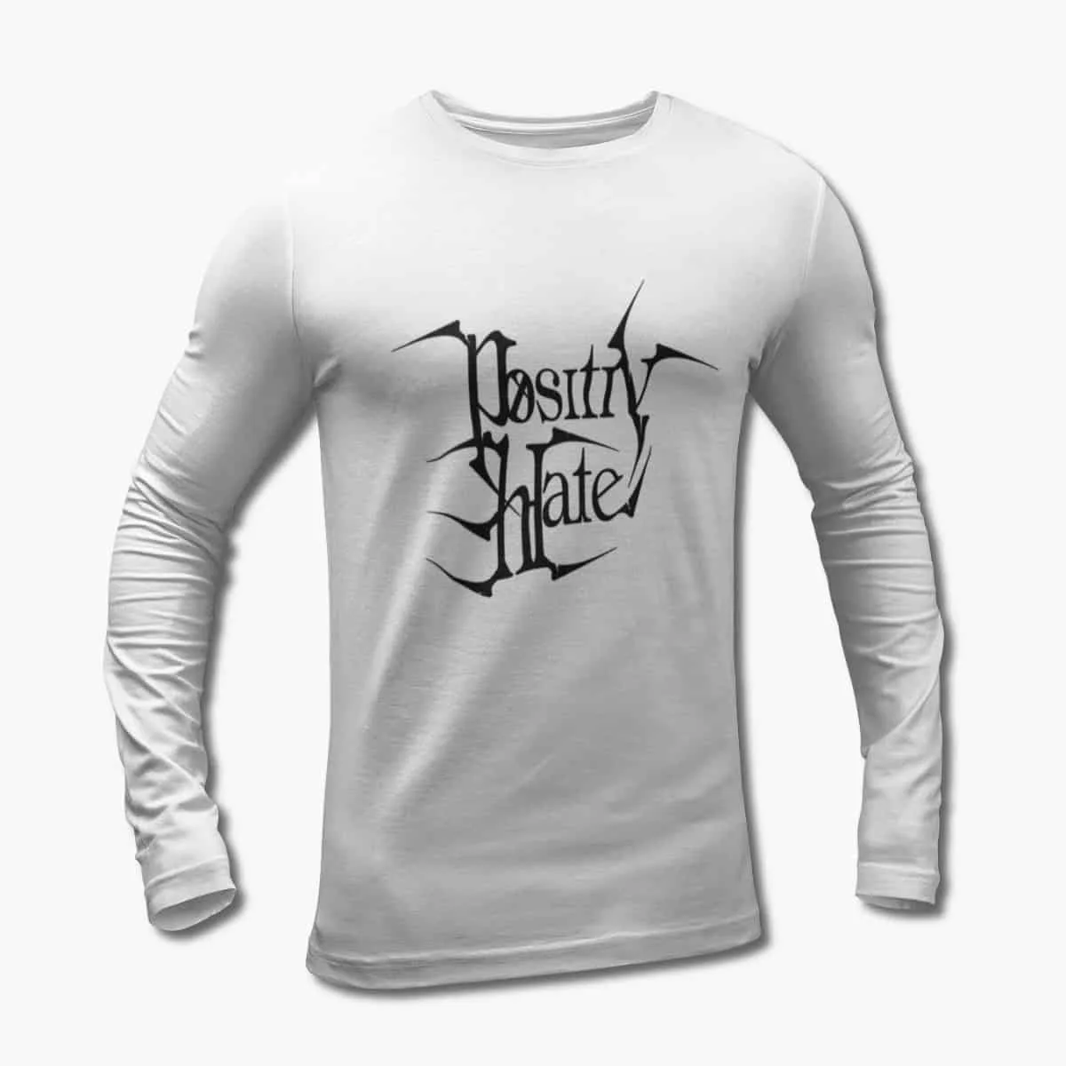 Positiv Hate Long Sleeve T-Shirt, Positiv Hate Logo White Longsleeve T-Shirt, Heavy Metal, Black Metal Merchandise