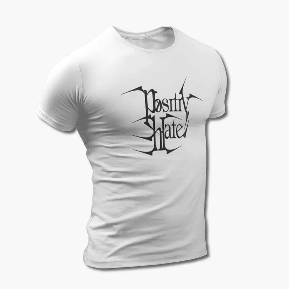 Positiv Hate T-Shirt, Positiv Hate Logo White T-Shirt, Heavy Metal, Black Metal Merchandise