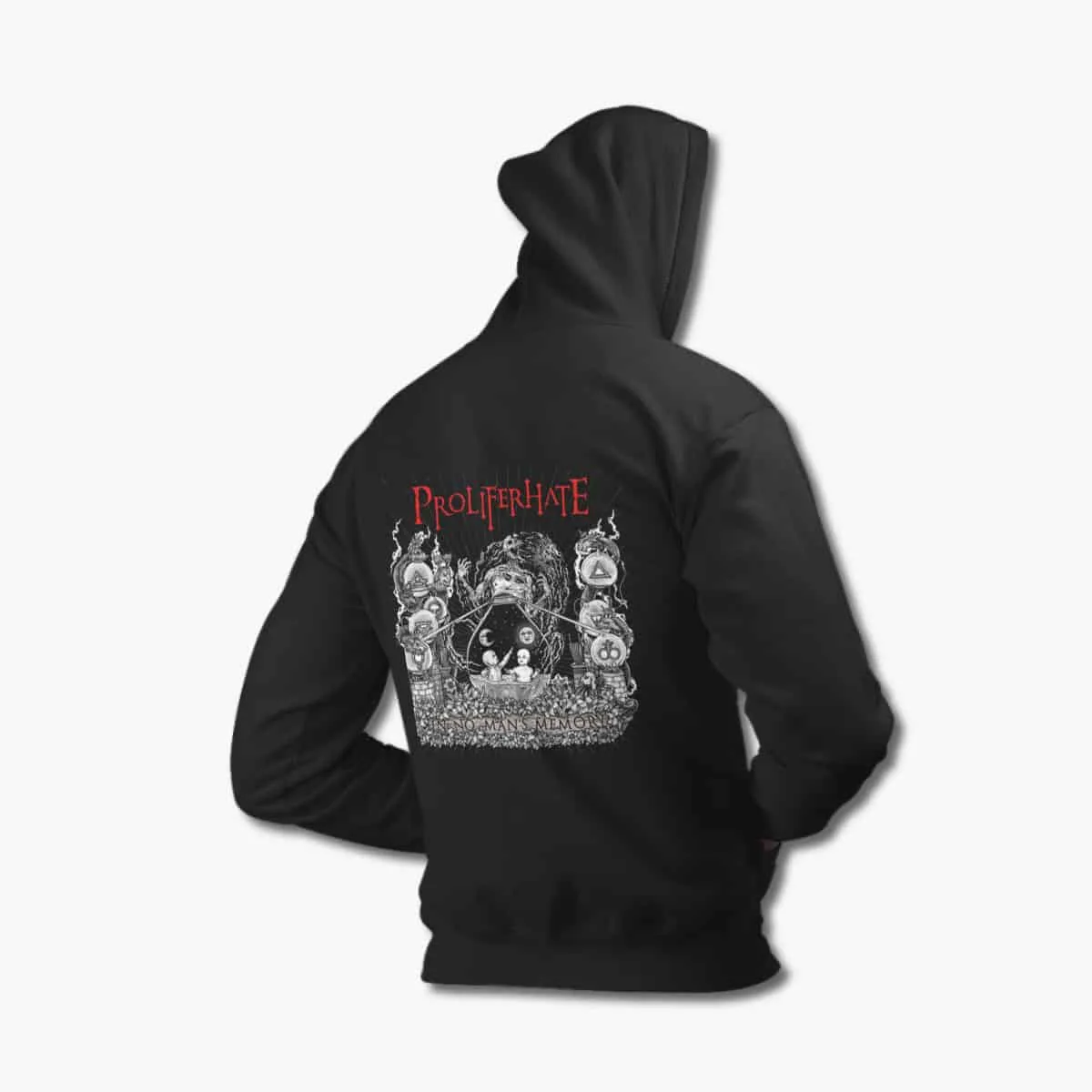 Proliferhate Hoodie, Proliferhate In No Man's Memory Black Hooded Sweatshirt, Progressive Death Metal Merchandise