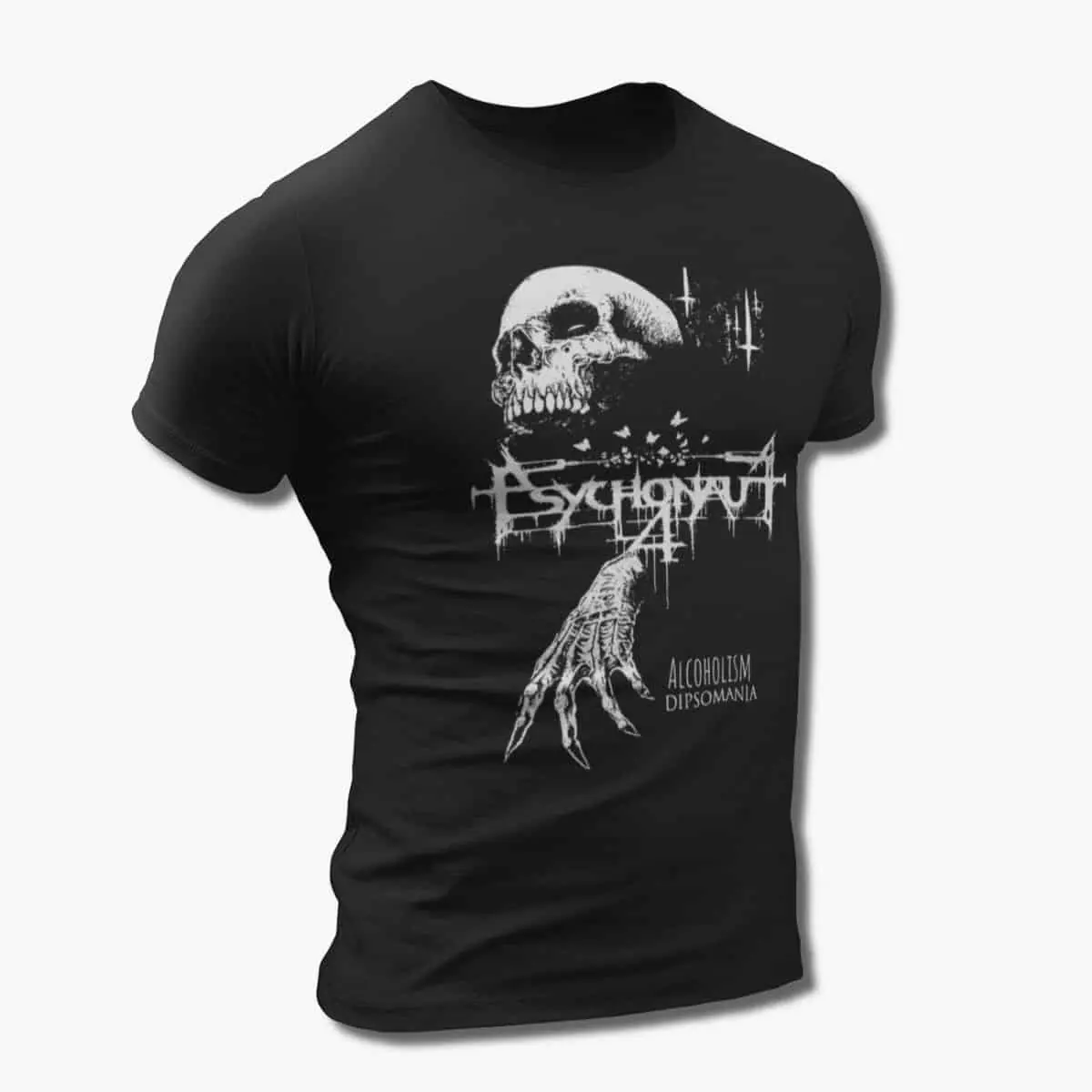 Psychonaut 4 Band T-Shirt, Psychonaut 4 Alcoholism Dipsomania Artwork T-Shirt, Black Metal, Depressive Rock Merchandise