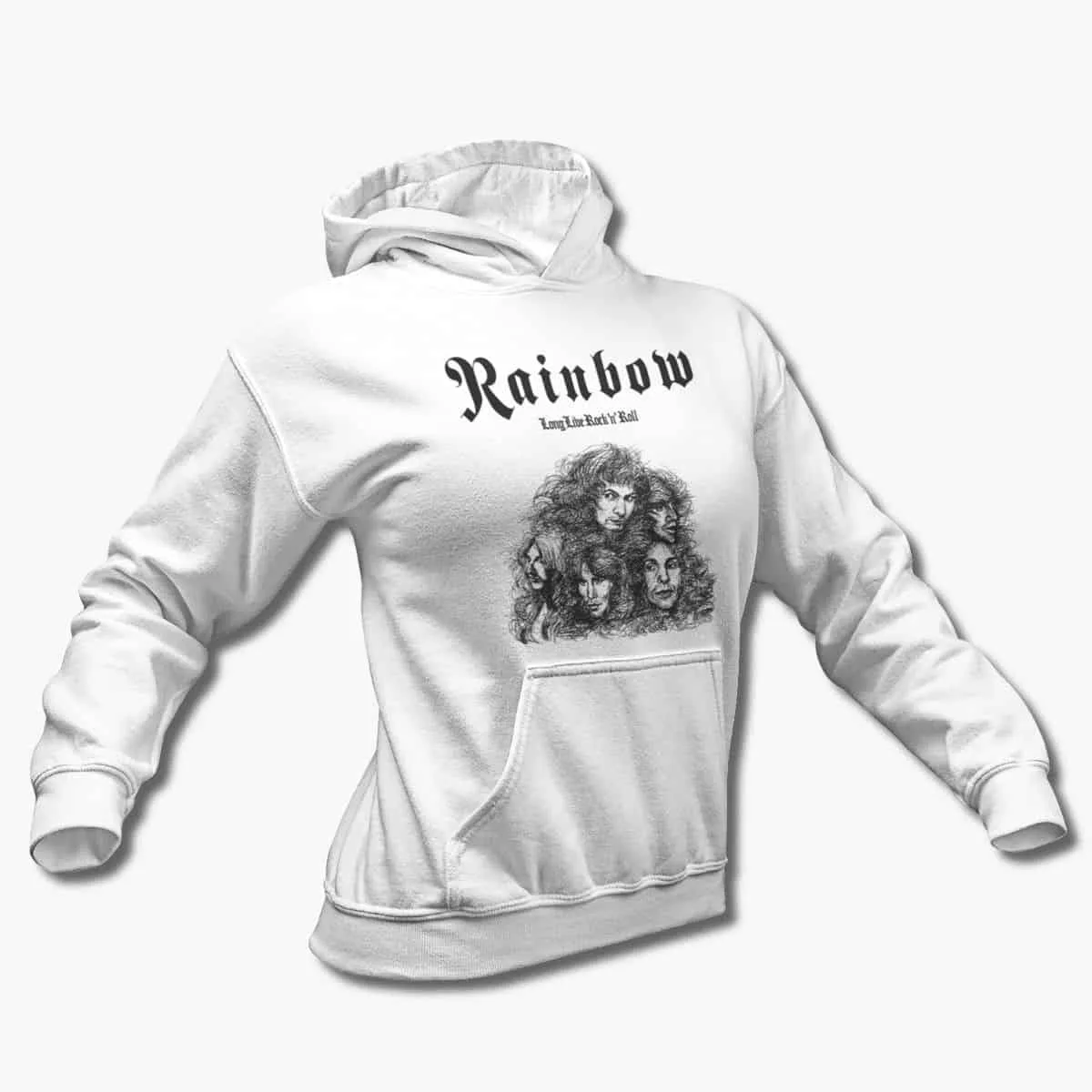 Rainbow Band Hoodie, Rainbow Long Live Rock n Roll Hooded Sweatshirt, Heavy Metal Merch