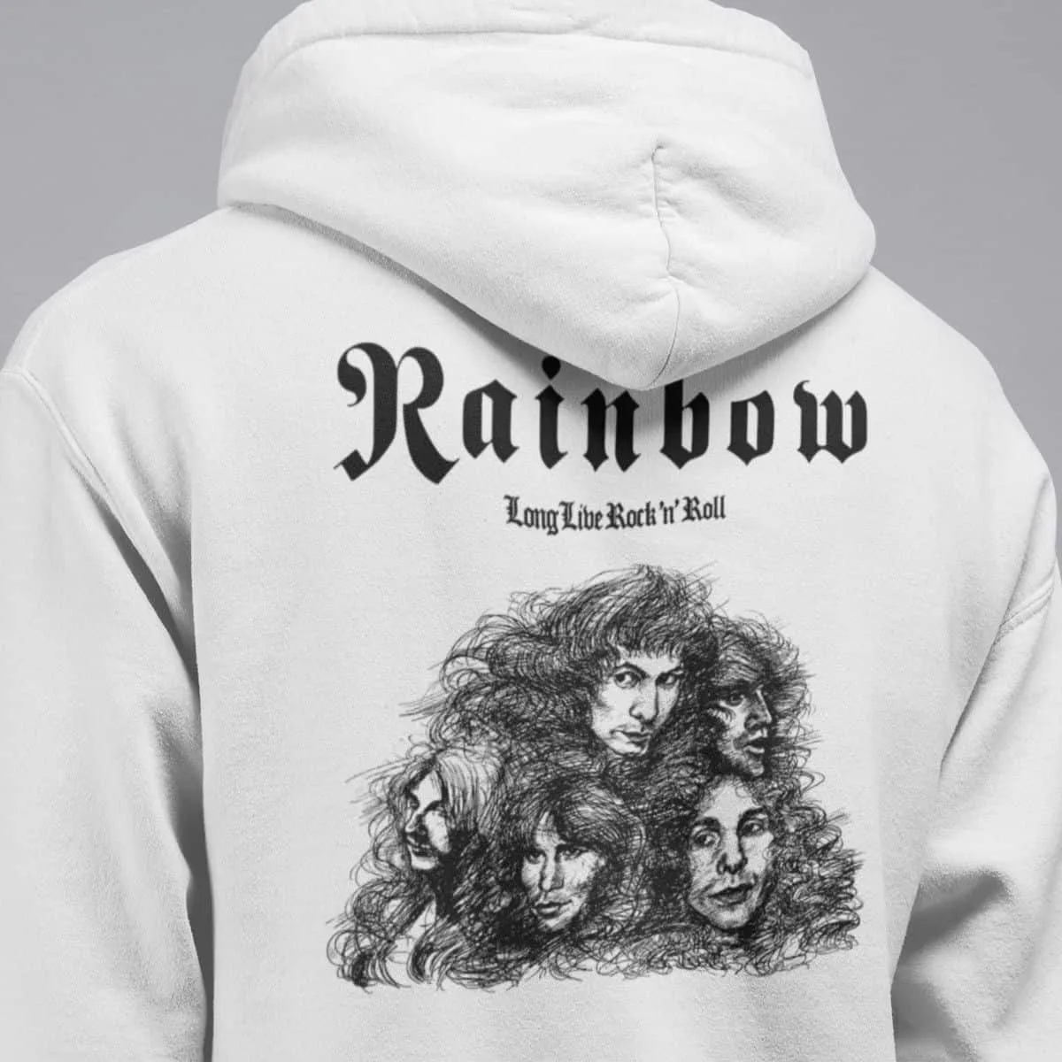 Rainbow Band Hoodie, Rainbow Long Live Rock n Roll Hooded Sweatshirt, Heavy Metal Merch