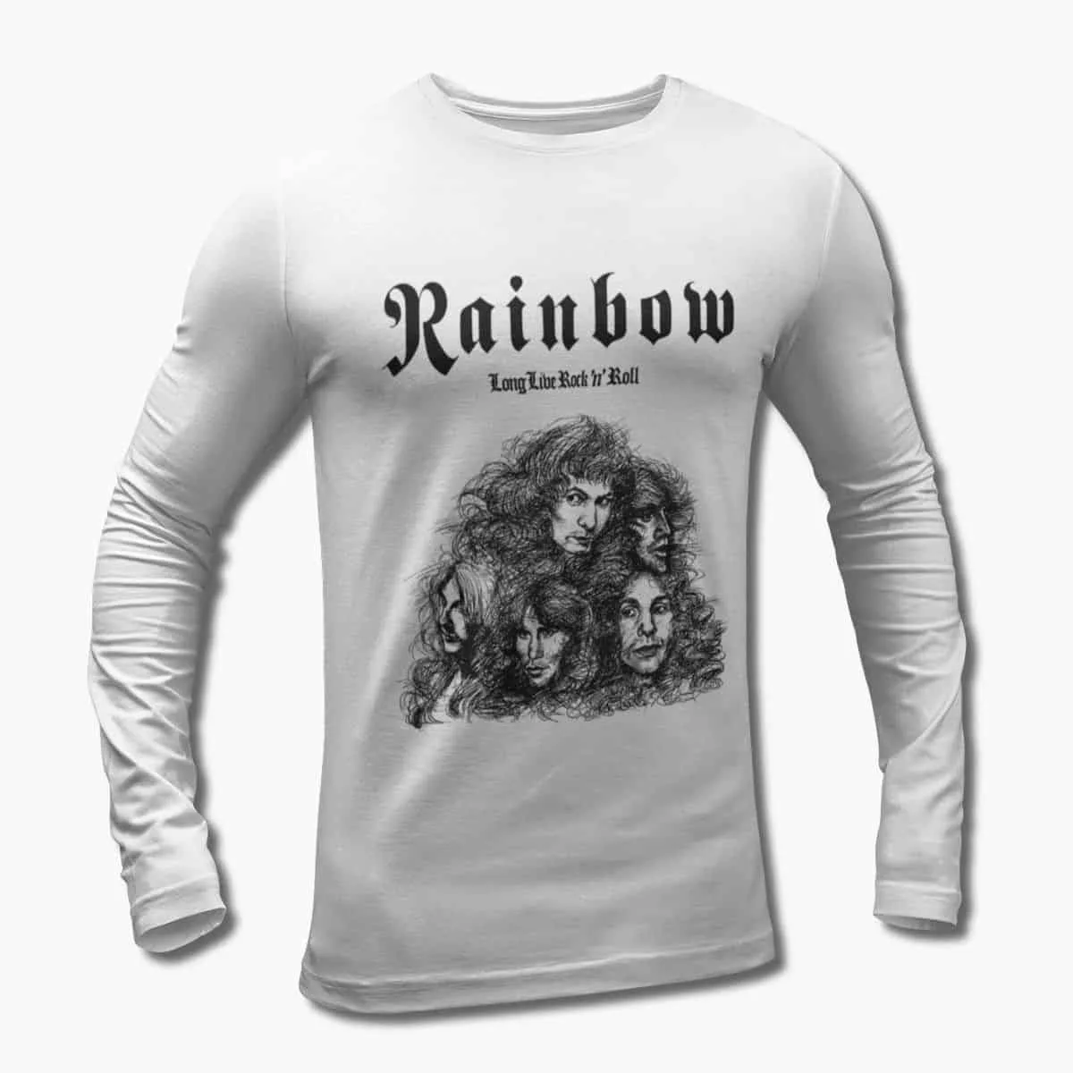 Rainbow Band Long Sleeve T-Shirt, Rainbow Long Live Rock n Roll Longsleeve T-Shirt, Heavy Metal Merch