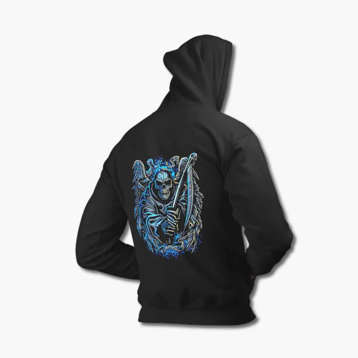 Reaper Hoodie, Grim Reaper Artwork Black Hoodie