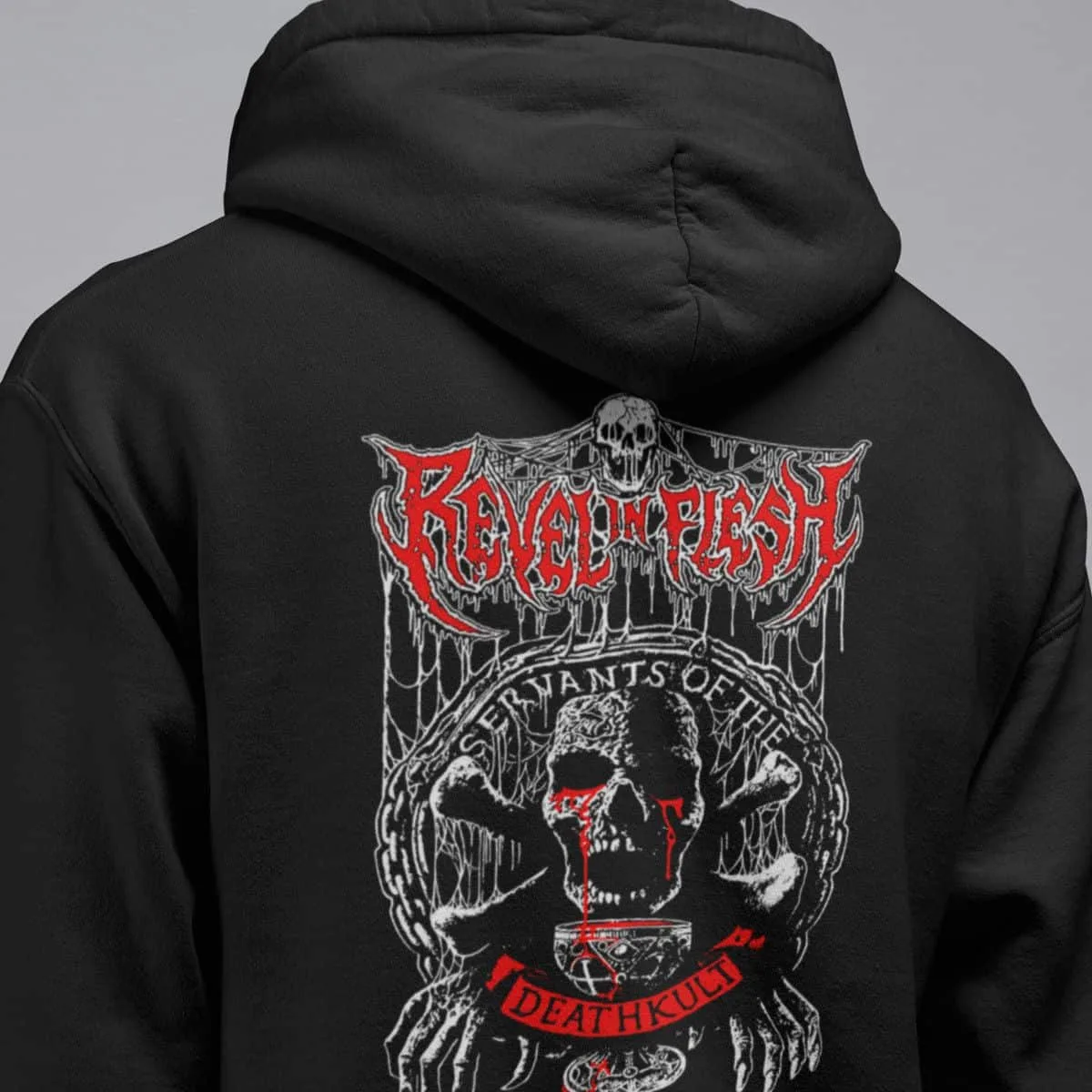 Revel In Flesh Band Hoodie, Revel In Flesh Logo Artwork Hooded Sweatshirt, Death Metal Merch