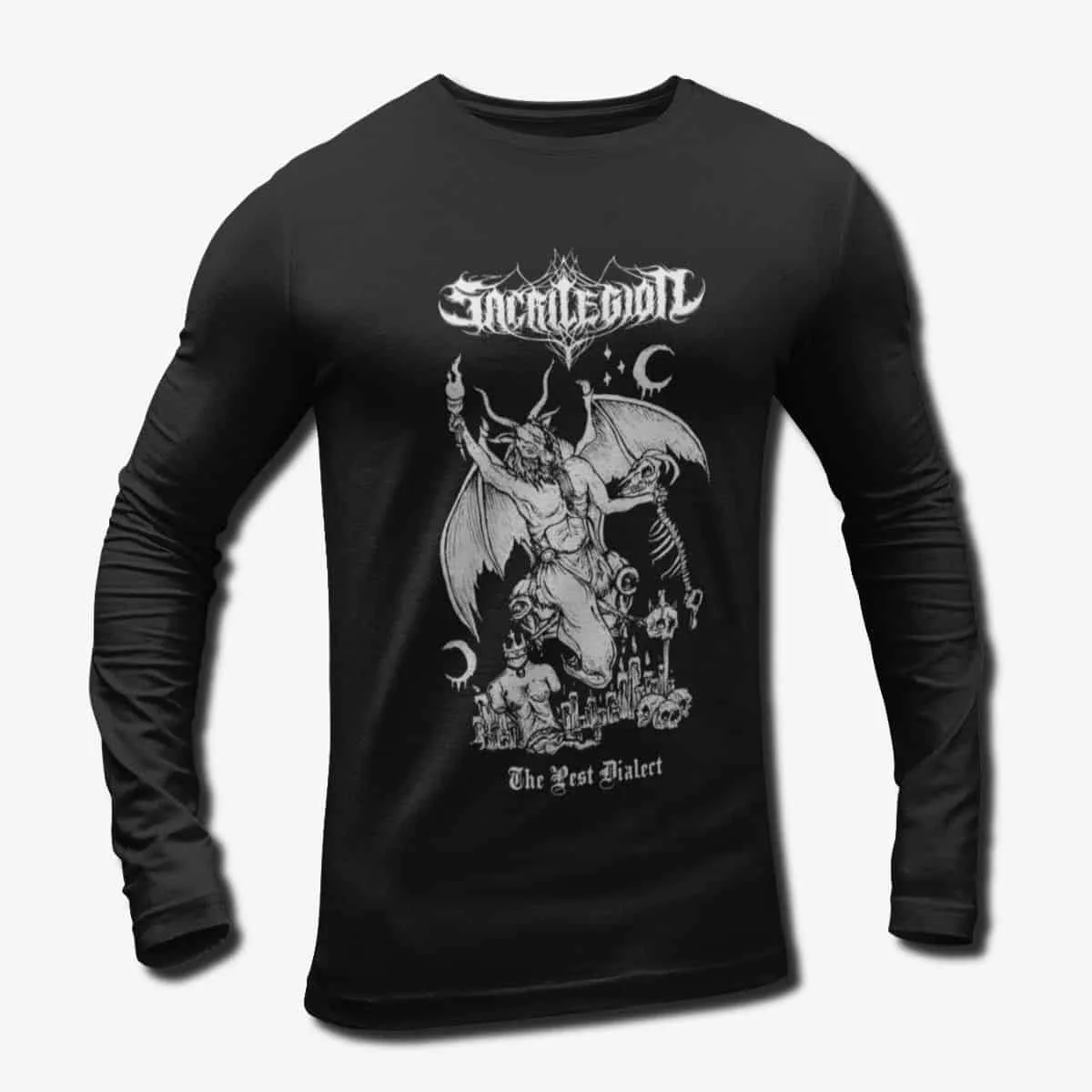 Sacrilegion Band Long Sleeve T-Shirt, Sacrilegion The Pest Dialect Longsleeve Tee, Death Metal Merch