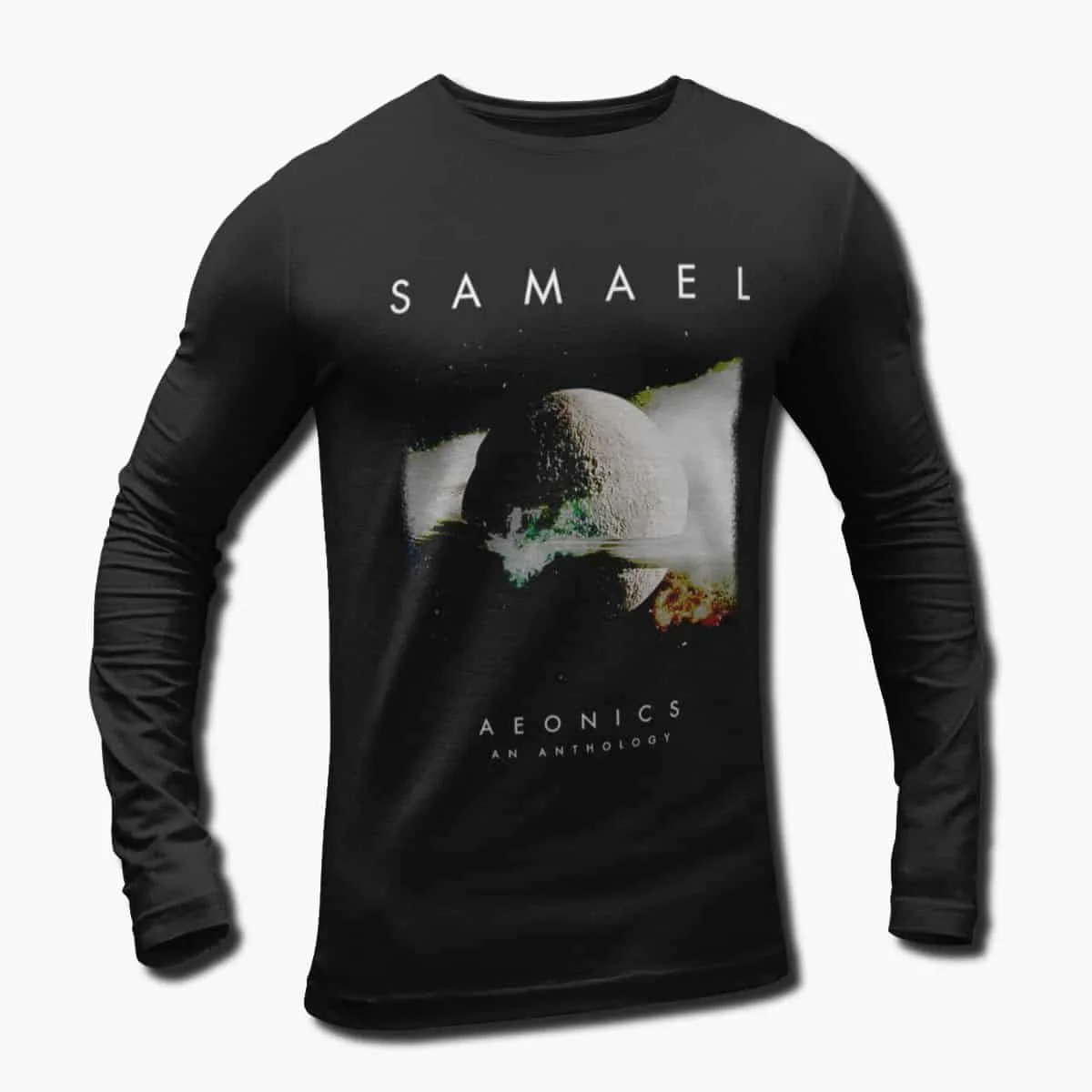 Samael Band Long Sleeve T-Shirt, Samael Aeonics An Anthology Artwork Longsleeve T-Shirt, Industrial Metal Merch