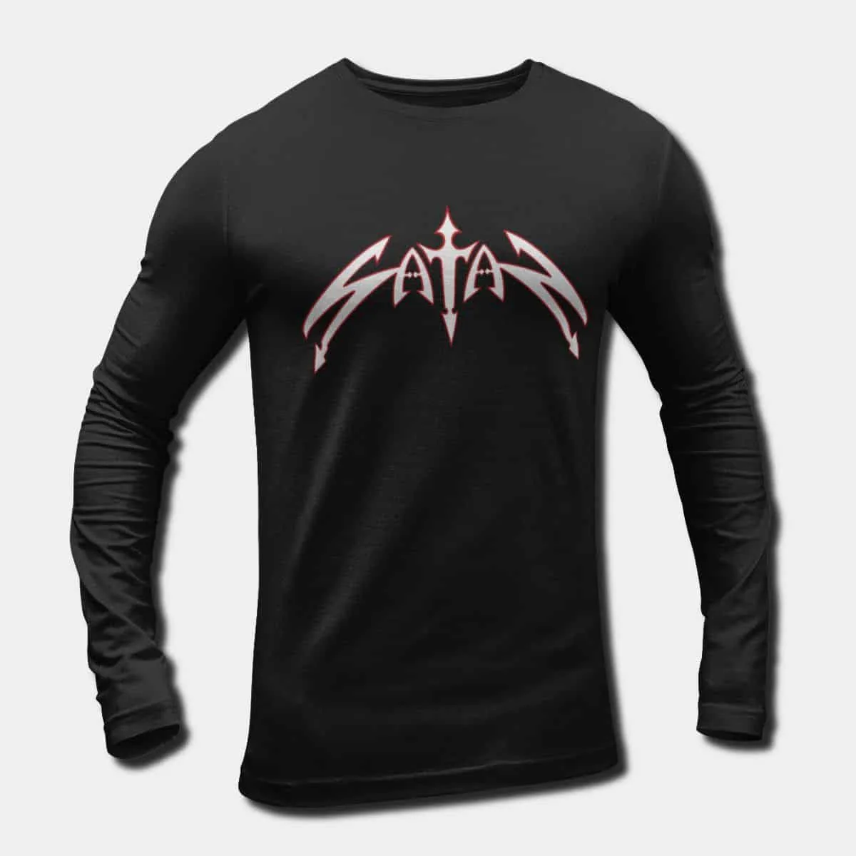 Satan Band Long Sleeve T-Shirt, Satan Logo Longsleeve Tee, NWOBHM, Heavy Metal Merch