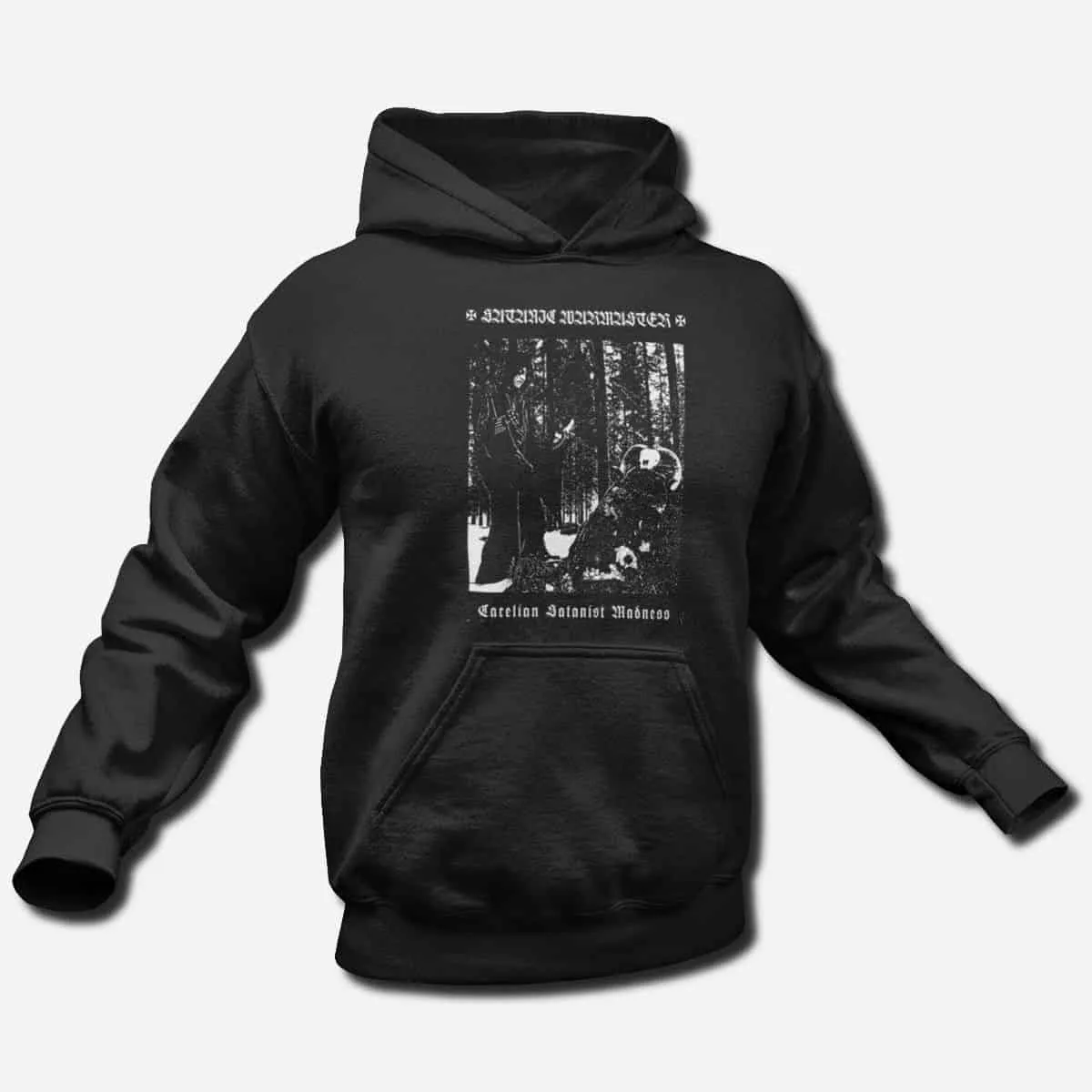 Satanic Warmaster Hoodie, Satanic Warmaster Carelian Satanist Madness Hooded Sweatshirt, Thrash Metal, Black Metal Merch
