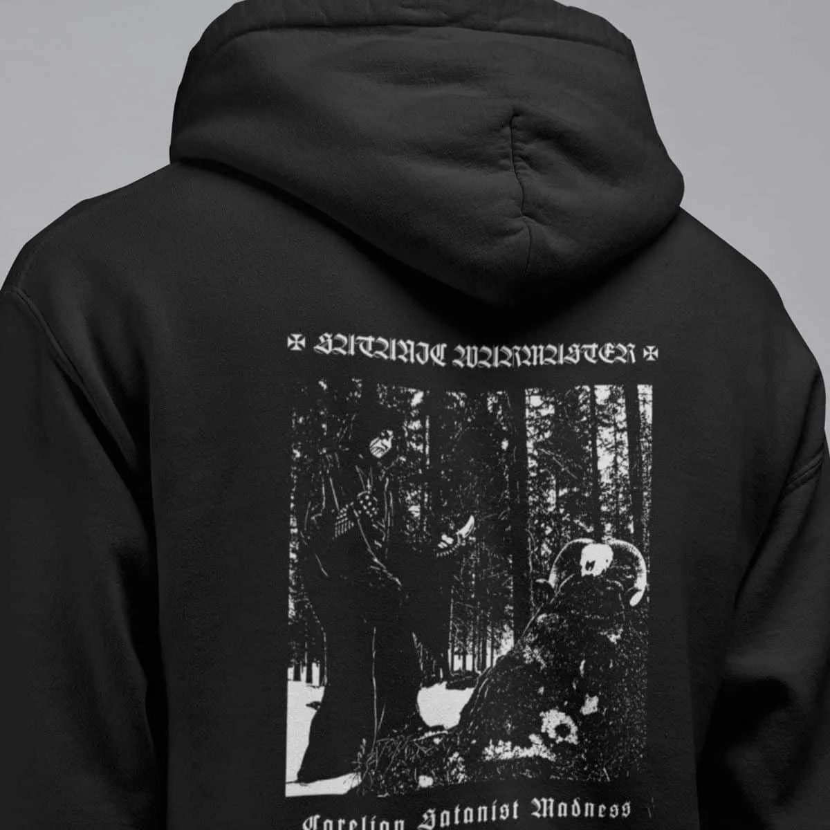 Satanic Warmaster Hoodie, Satanic Warmaster Carelian Satanist Madness Hooded Sweatshirt, Thrash Metal, Black Metal Merch