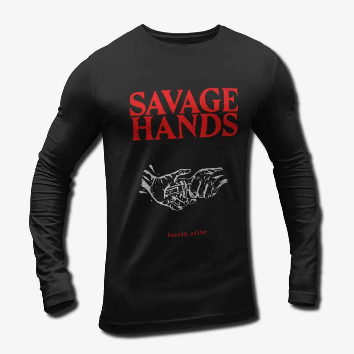 Savage Hands Band Long Sleeve T-Shirt, Savage Hands Barely Alive Longsleeve Tee, Alternative Metal, Rock Merch
