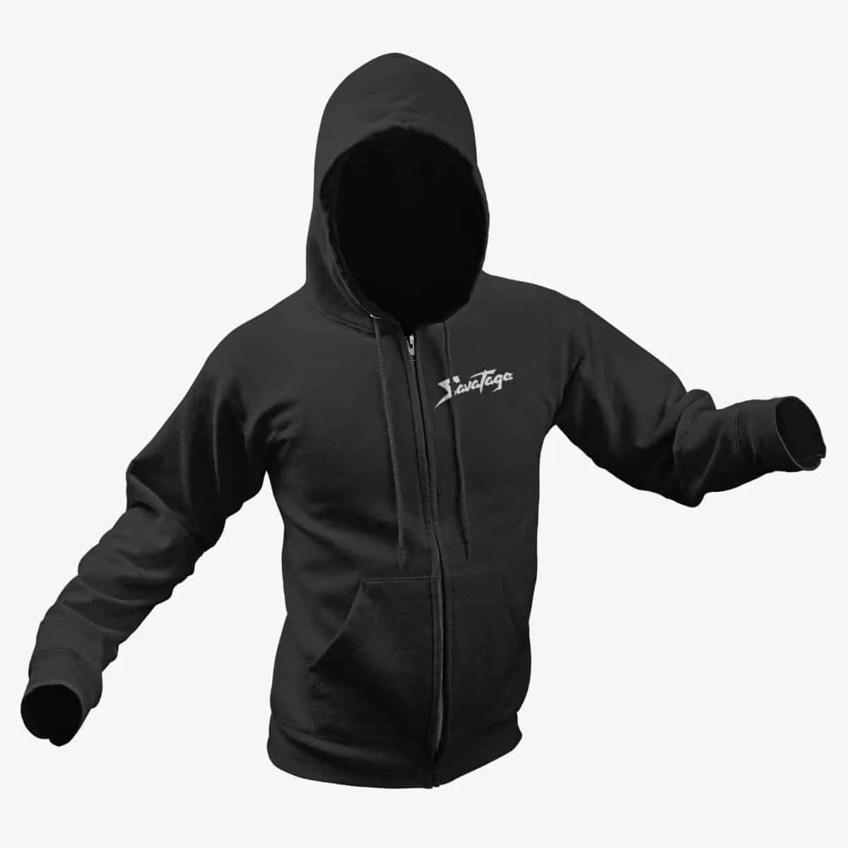 Savatage Zip Hoodie, Savatage Logo Black Zipper Hoodie, Progressive Metal Merchandise
