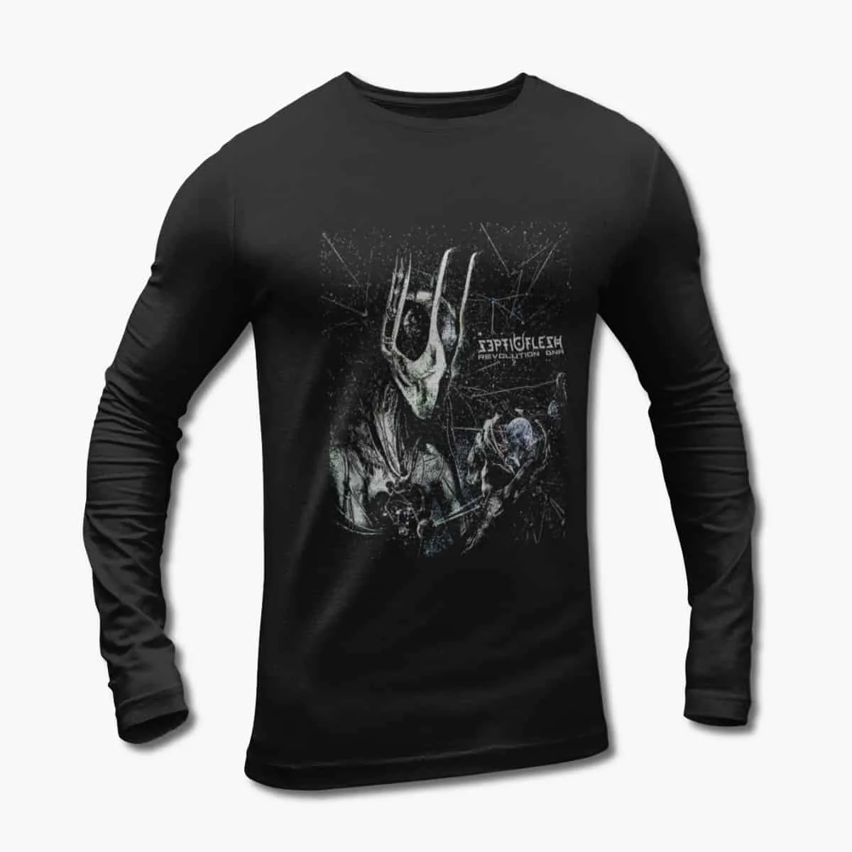 Septicflesh Long Sleeve T-Shirt, Septicflesh Revolution DNA Black Longsleeve T-Shirt, Melodic Death Metal Merchandise