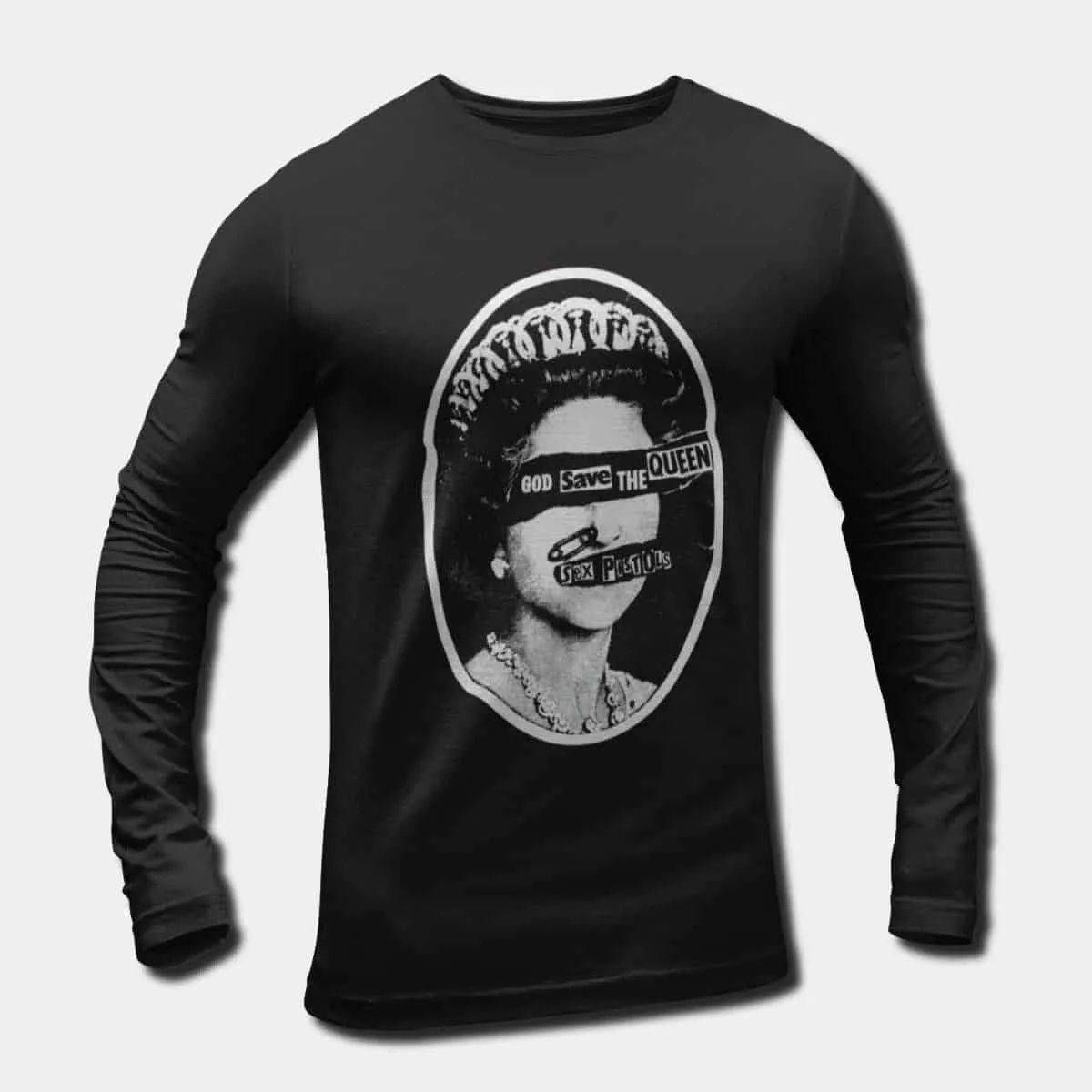 Sex Pistols Band Long Sleeve T-Shirt, Sex Pistols God Save the Queen Artwork Longsleeve Tee, Punk Rock Merch