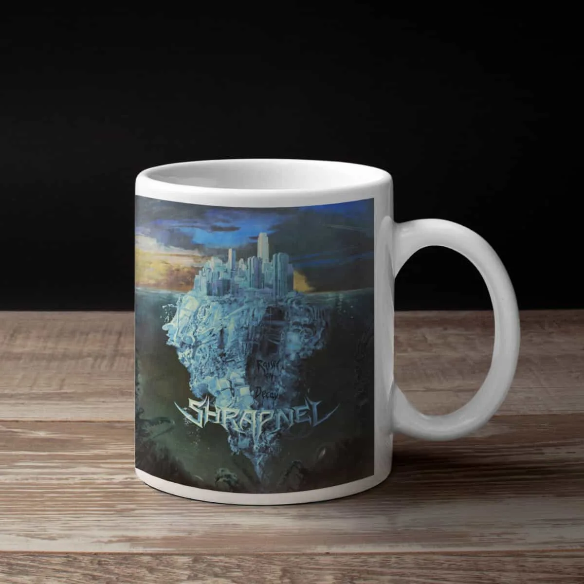 Shrapnel Coffee Mug, Shrapnel Raised on Decay Coffee Mug