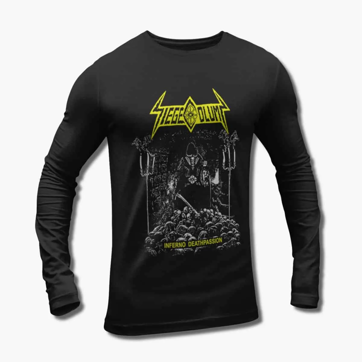 Siege Column Band Long Sleeve T-Shirt, Siege Column Inferno Deathpassio Artwork Longsleeve T-Shirt, Death Metal Merchandise
