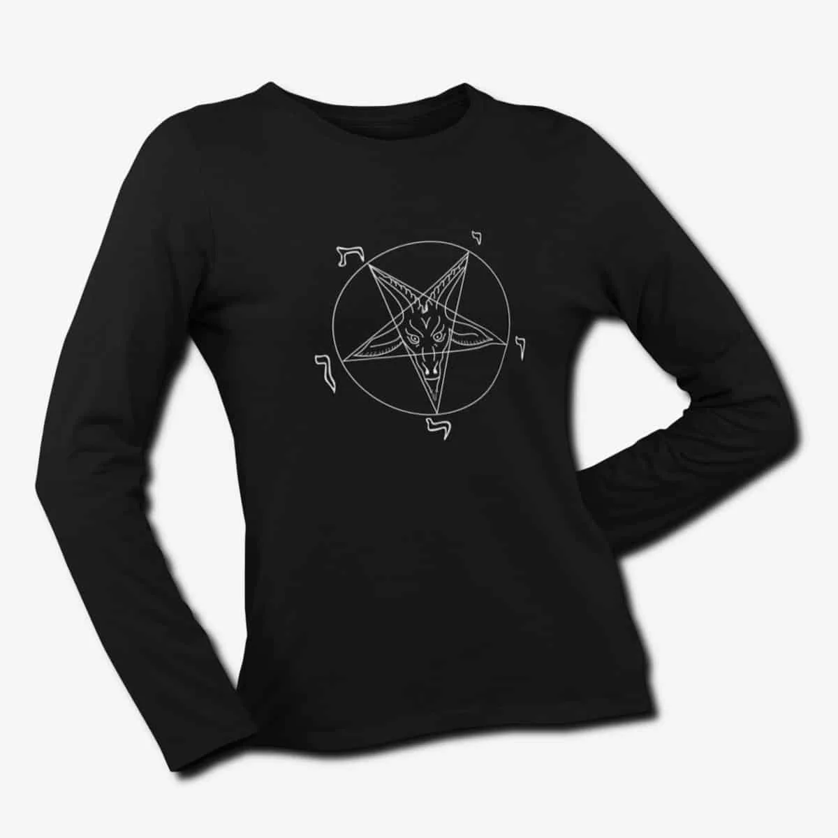 Sigil of Baphomet Goath Long Sleeve T-Shirt, Sigil of Baphomet Goath Black Longsleeve T-Shirt