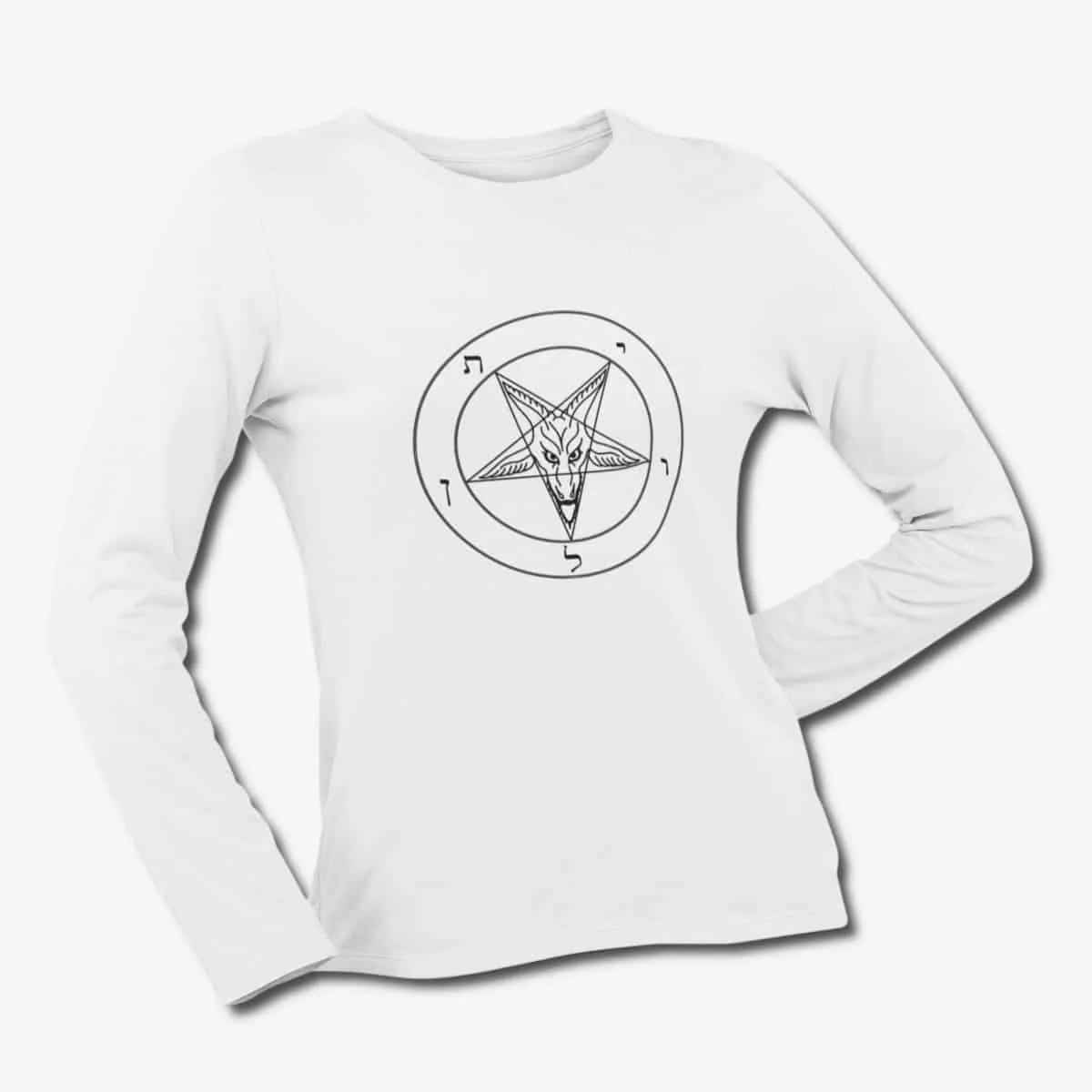 Sigil of Baphomet Long Sleeve T-Shirt, Sigil of Baphomet White Longsleeve T-Shirt