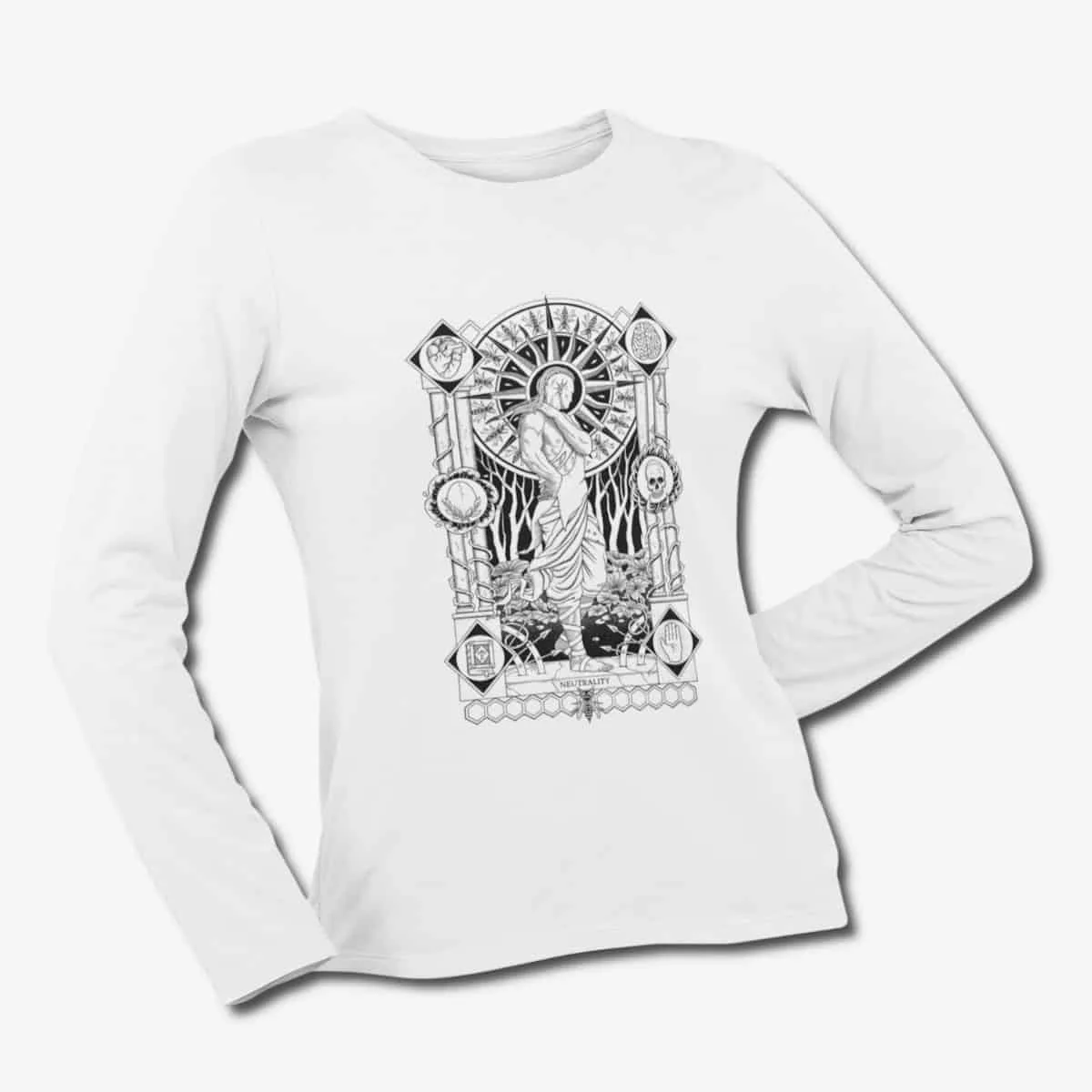Sin of Neutrality Long Sleeve T-Shirt, Sin of Neutrality Artwork White Longsleeve T-Shirt