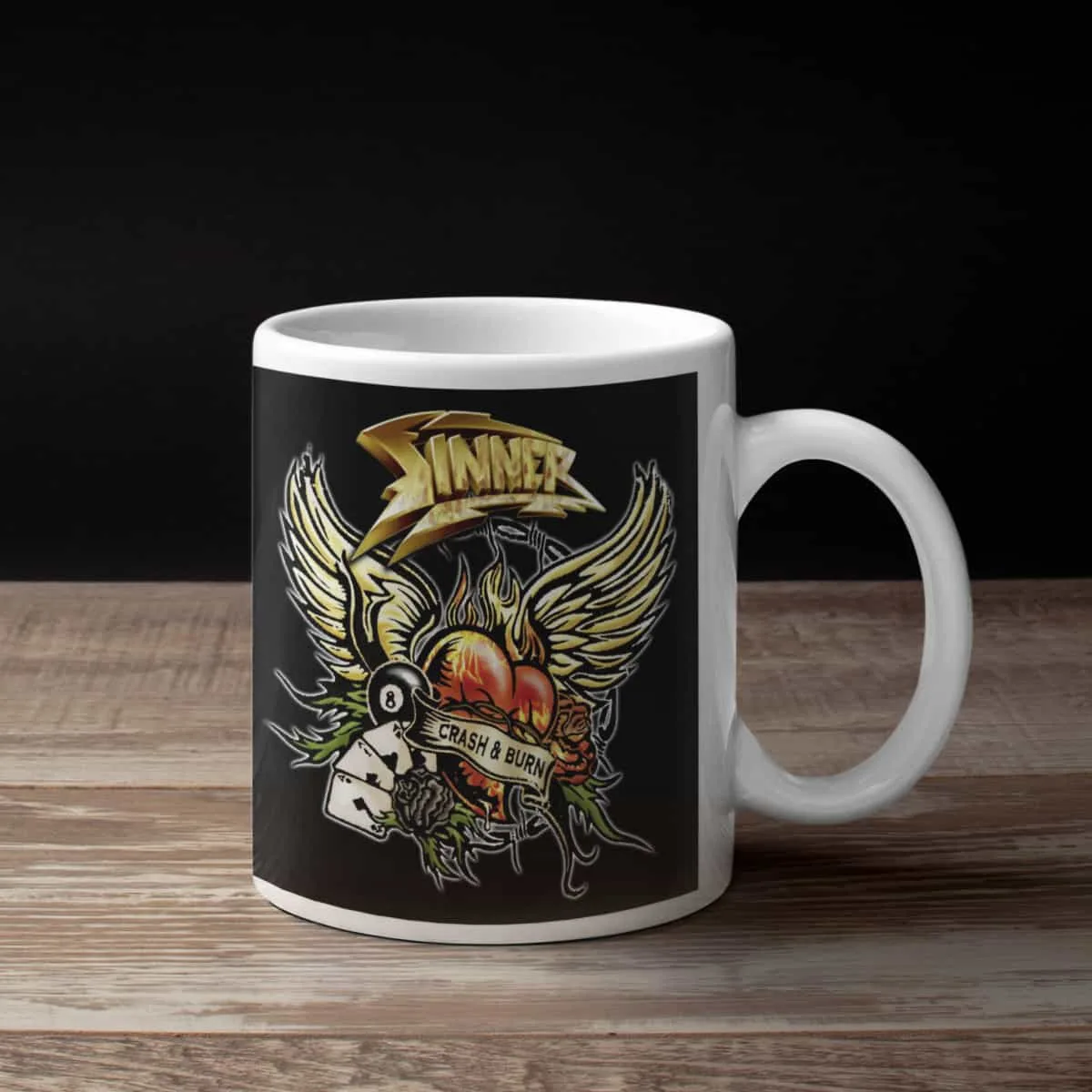 Sinner Coffee Mug, Sinner Crash &amp; Burn Coffee Mug