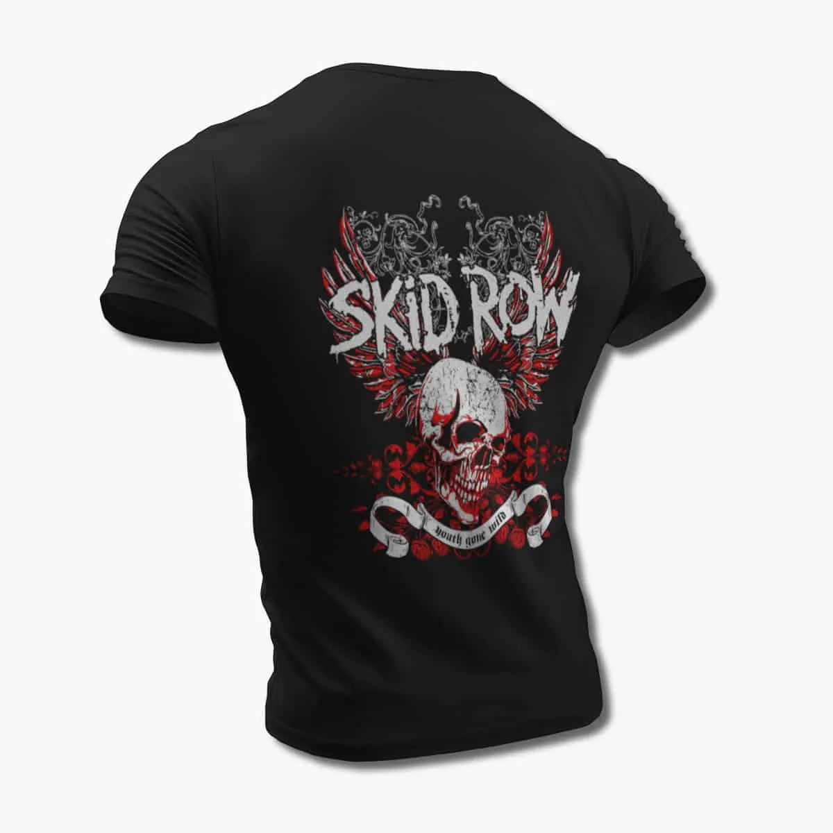 Skid Row Band T-Shirt, SkidRow Skull Artwork Black T-Shirt, Heavy Metal Merchandise