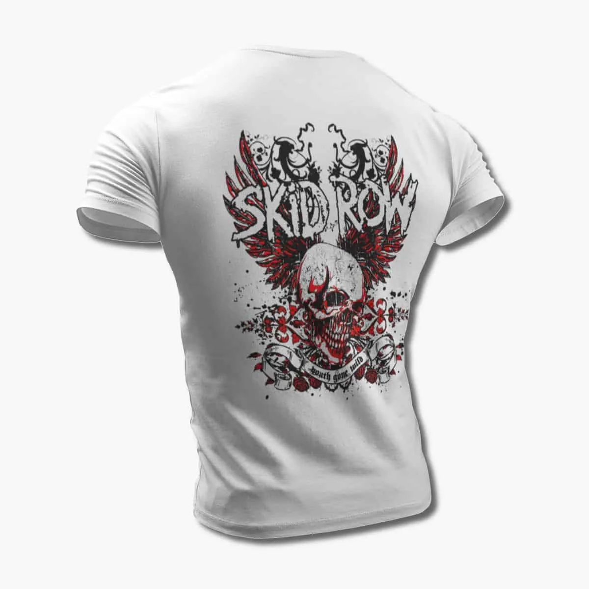 Skid Row Band T-Shirt, SkidRow Skull Artwork White T-Shirt, Heavy Metal Merchandise