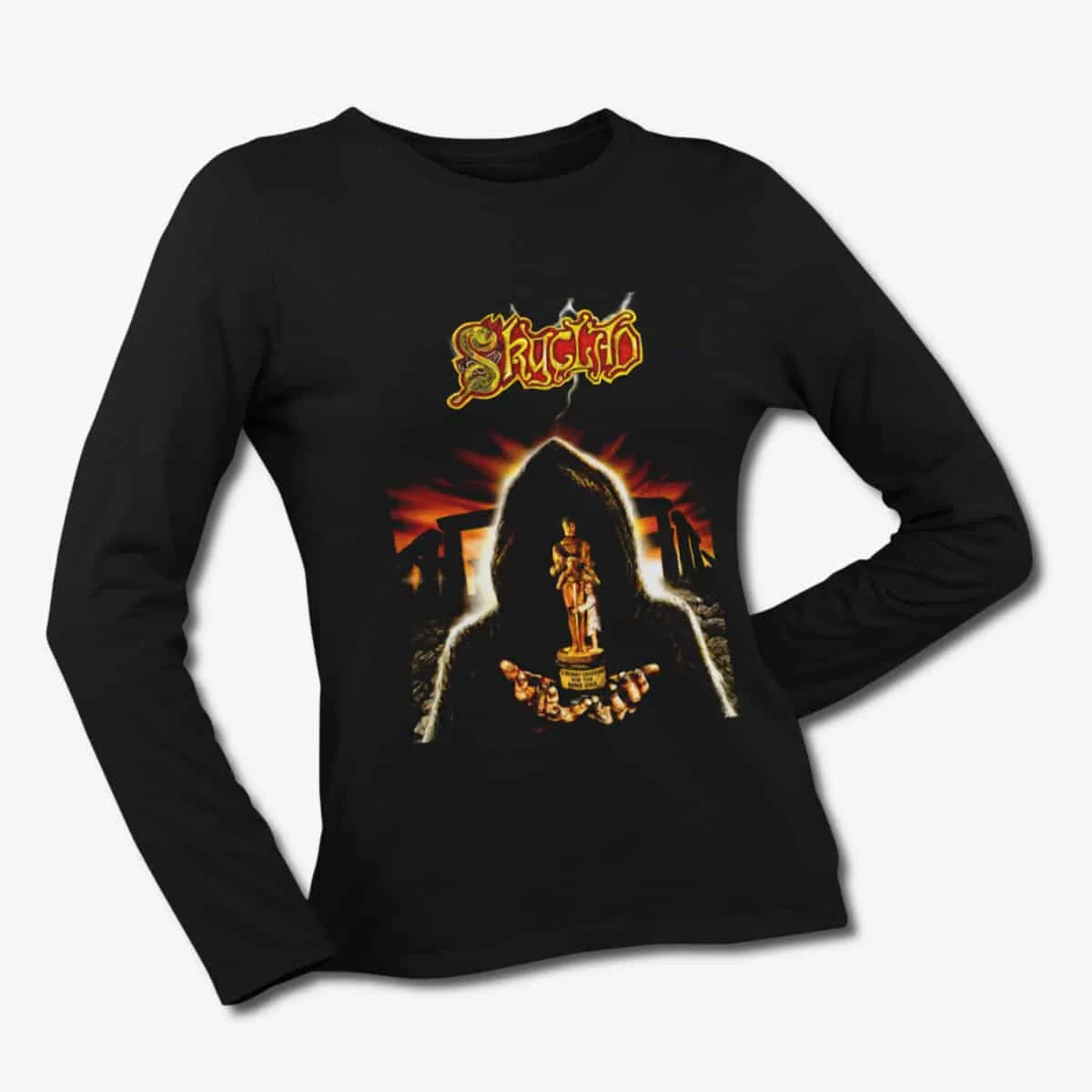 Skyclad Long Sleeve T-Shirt, Skyclad A Burnt Offering For The Bone Idol Black Longsleeve T-Shirt, Folk Metal Merchandise