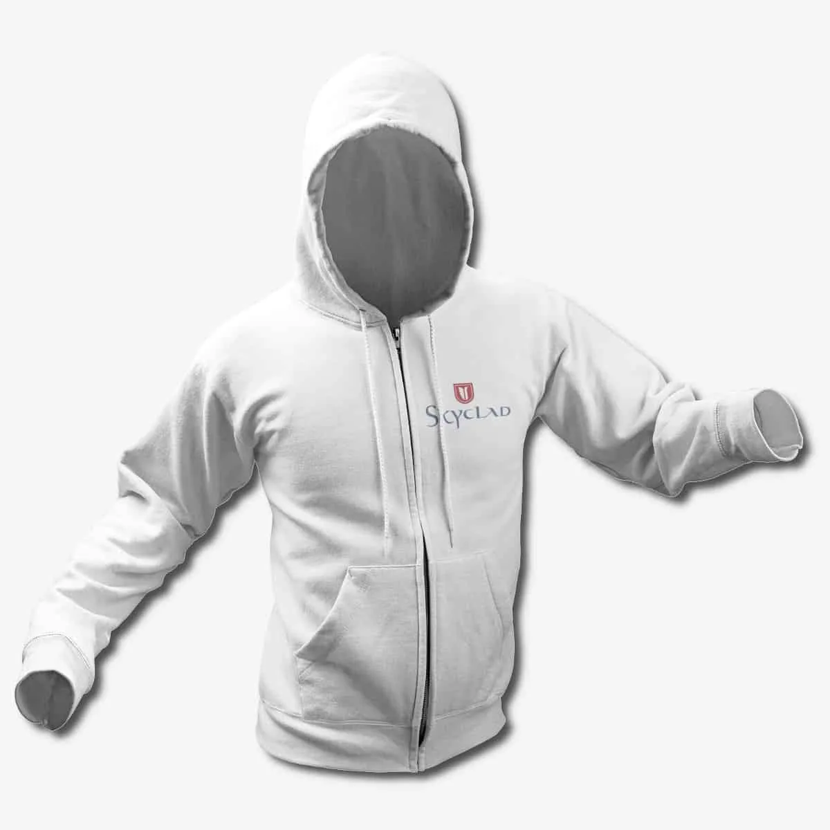 Skyclad Zip Up Hoodie, Skyclad Logo White Zip Hoodie, Folk Metal Merchandise