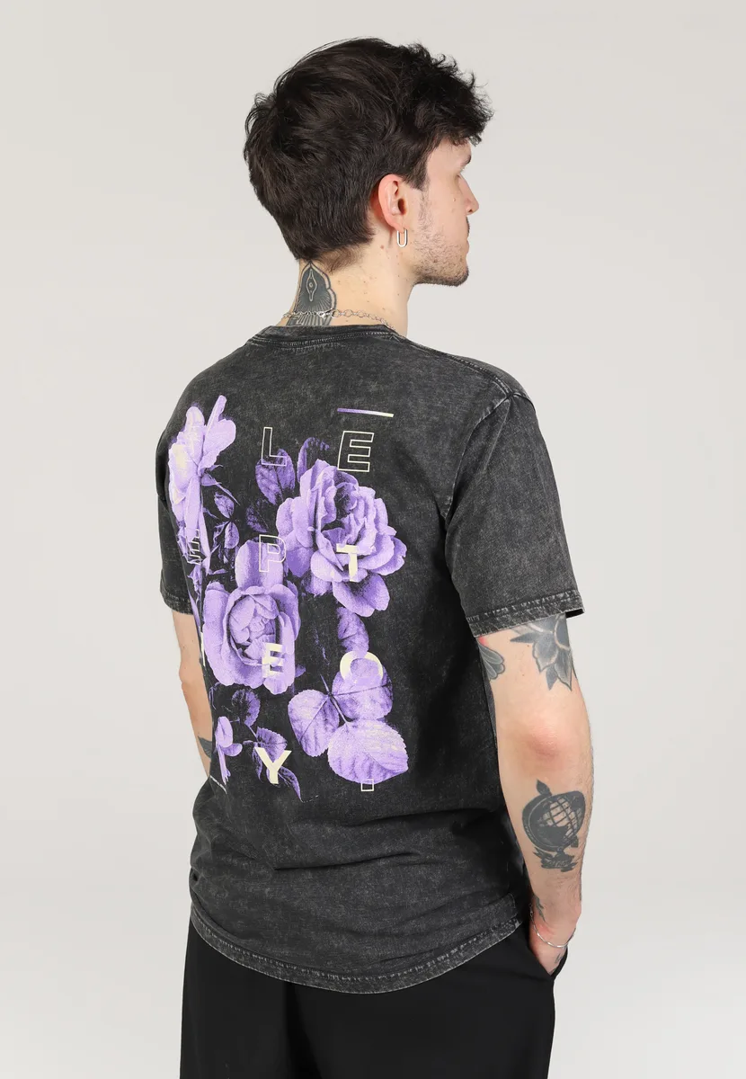 Sleep Theory Floral Faded Black T-Shirt