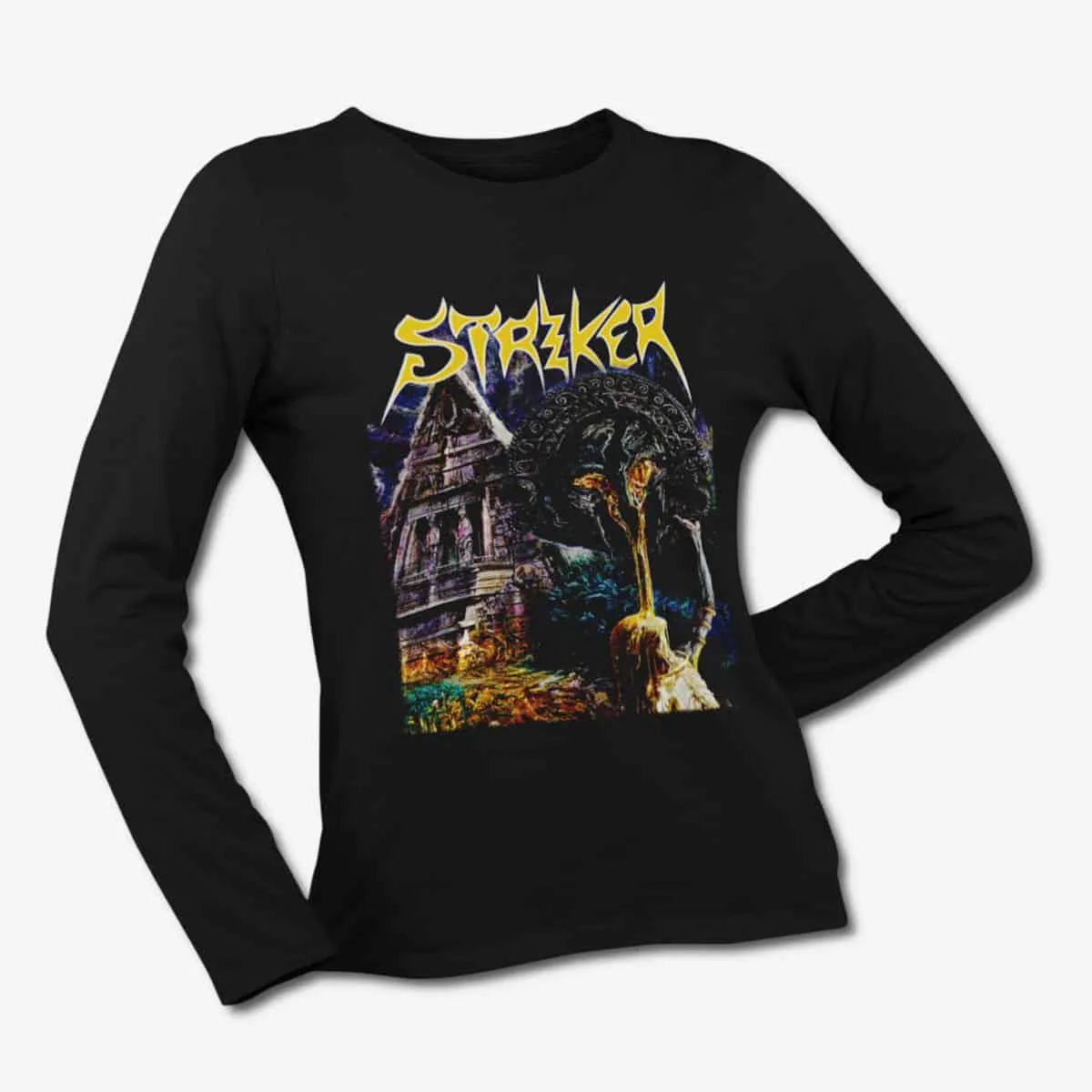 Striker Long Sleeve T-Shirt, Striker City of Gold Black Longsleeve T-Shirt, Heavy Metal Merchandise