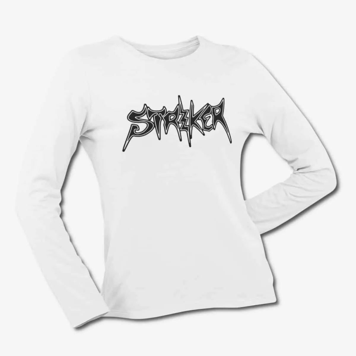 Striker Long Sleeve T-Shirt, Striker Logo White Longsleeve T-Shirt, Heavy Metal Merchandise