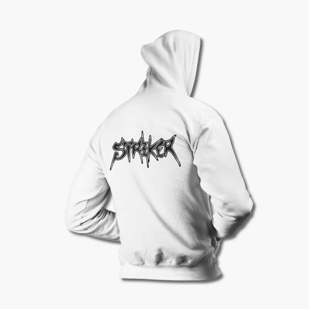 Striker Zip Up Hoodie, Striker Logo White Zip Hoodie, Heavy Metal Merchandise