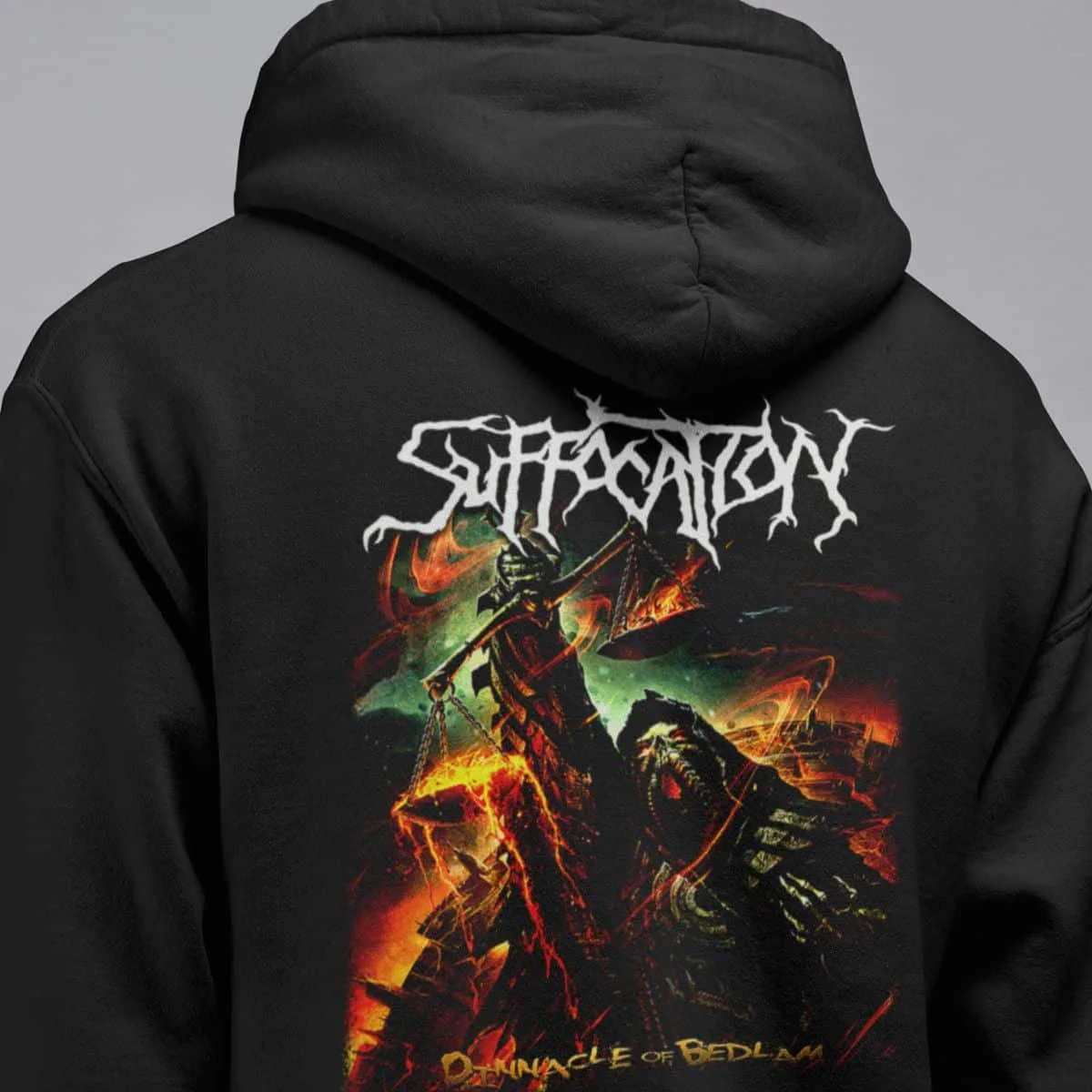 Suffocation Band Hoodie, Suffocation Pinnacle Of Bedlam Artwork Hooded Sweatshirt, Technical Death Metal Merch