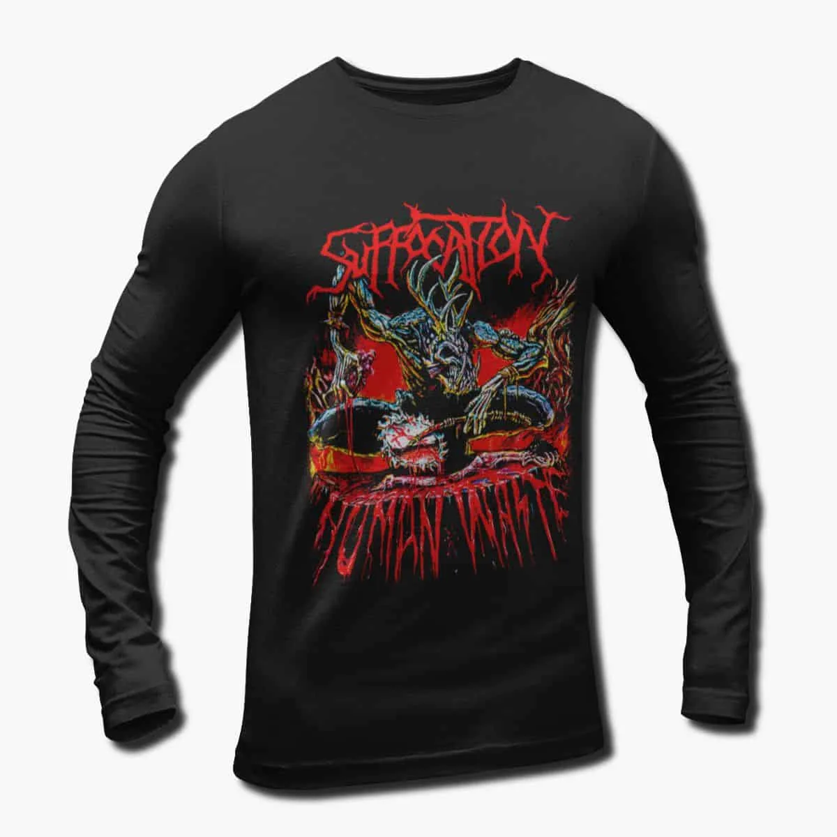 Suffocation Band Long Sleeve T-Shirt, Suffocation Human Waste Artwork Longsleeve T-Shirt, Technical Death Metal Merch