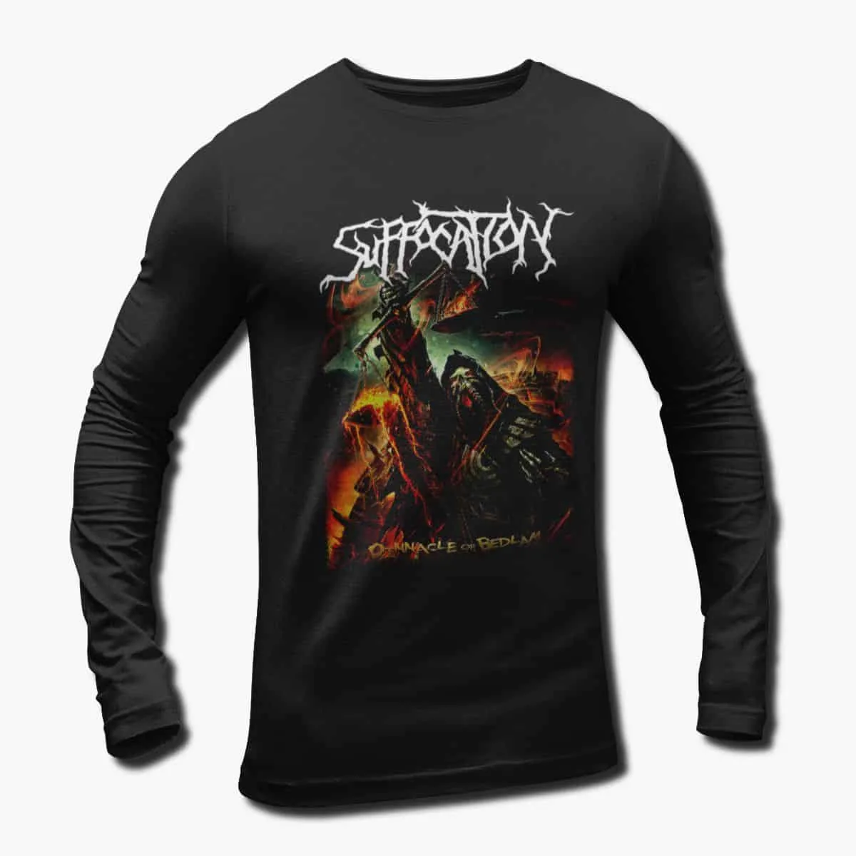 Suffocation Band Long Sleeve T-Shirt, Suffocation Pinnacle Of Bedlam Artwork Longsleeve T-Shirt, Technical Death Metal Merch
