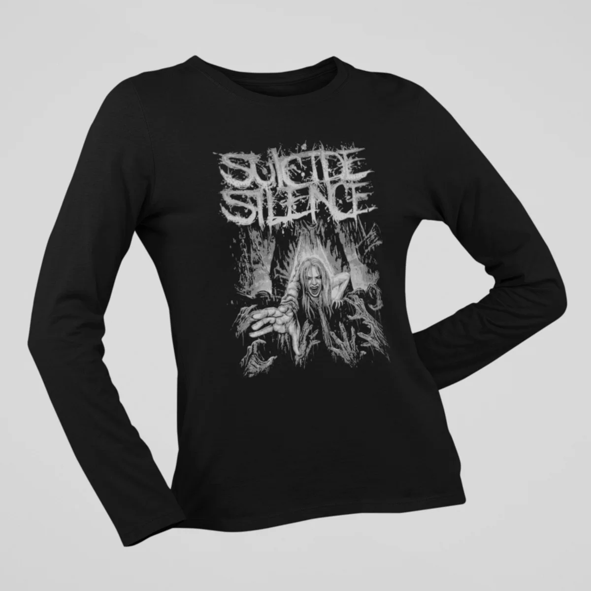 Suicide Silence Long Sleeve, Suicide Silence Artwork Black Longsleeve