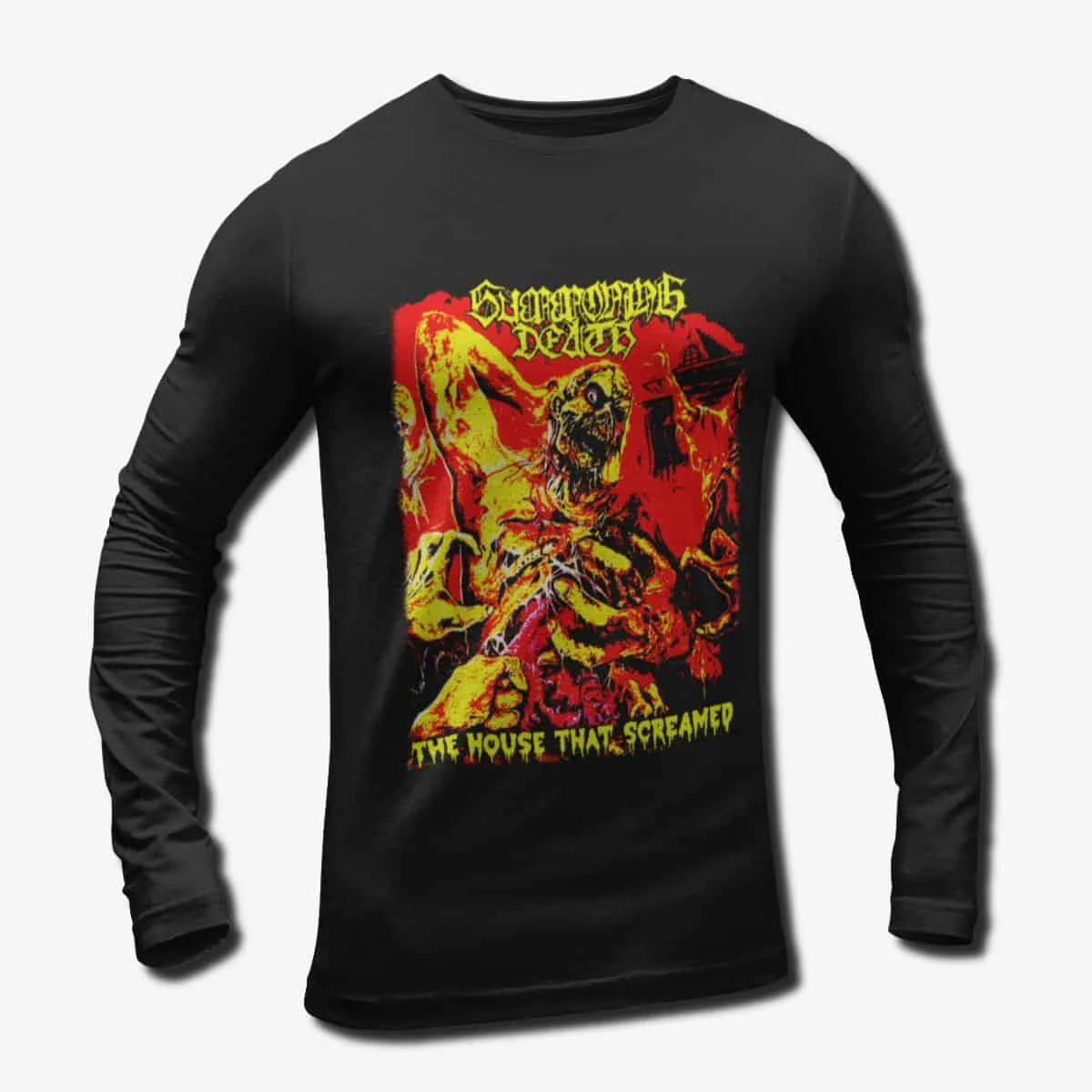 Summoning Death Band Long Sleeve T-Shirt, Summoning Death The House That Screamed Longsleeve Tee, Death Metal Merch