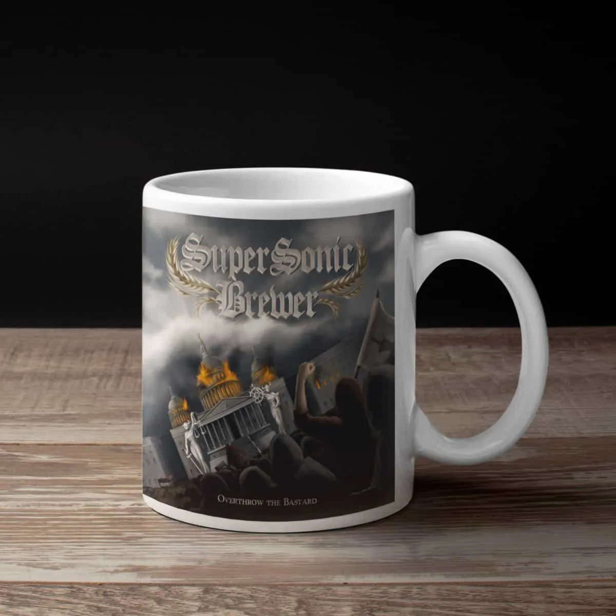 SuperSonic Brewer Coffee Mug, SuperSonic Brewer Overthrow The Bastard Coffee Mug