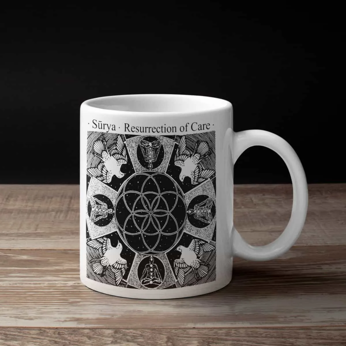 Sūrya Coffee Mug, Sūrya Resurrection of Care Coffee Mug