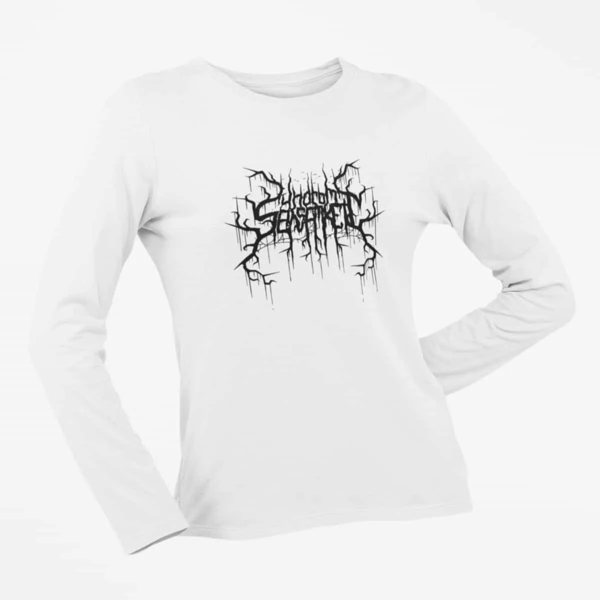Syndrom Einsamkeit Long Sleeve T-Shirt, Syndrom Einsamkeit Logo White Long Sleeve T-Shirt, Depressive Black Metal Merchandise