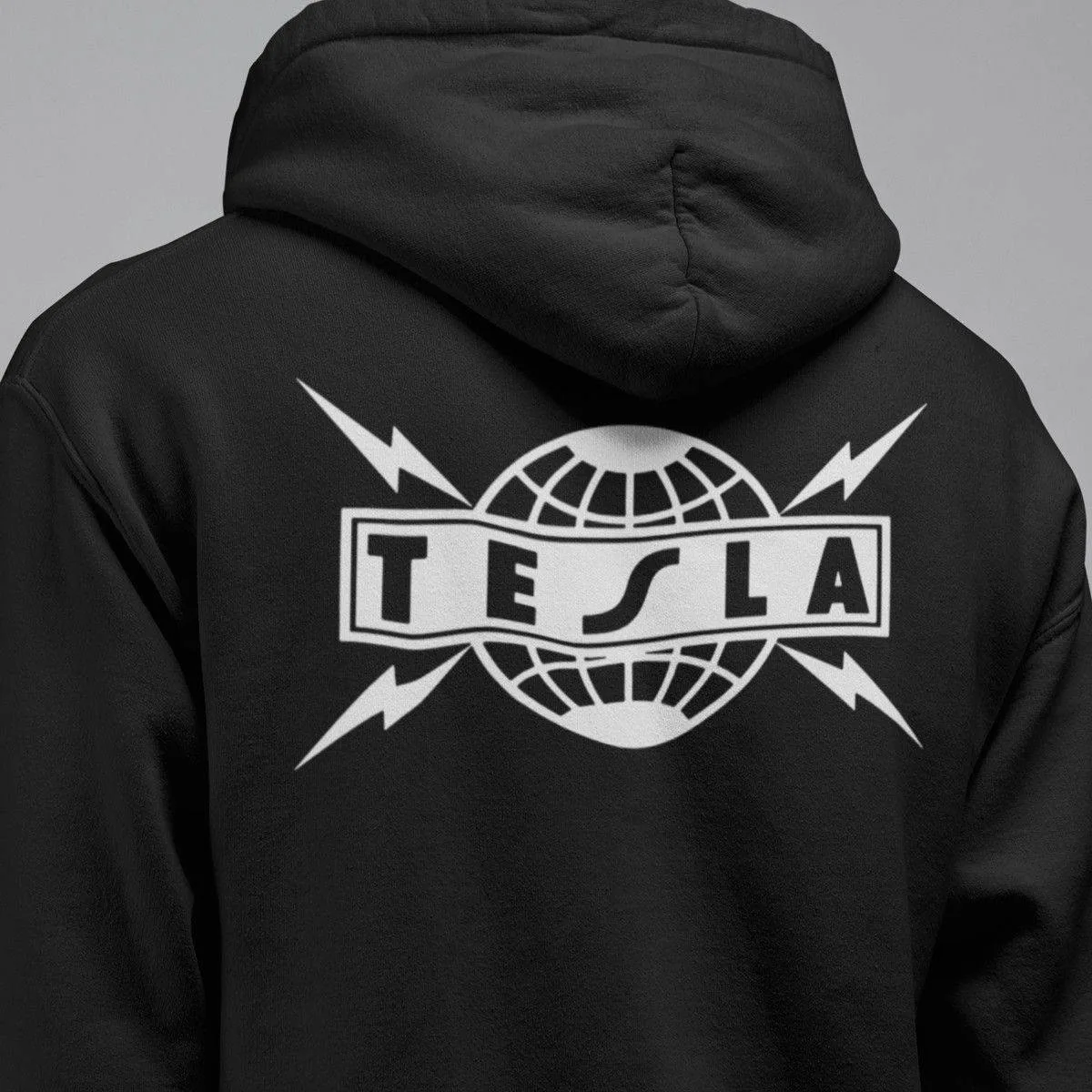 Tesla Band Hoodie, Tesla Logo Hooded Sweatshirt, Blues, Hard Rock, Heavy Metal Merch