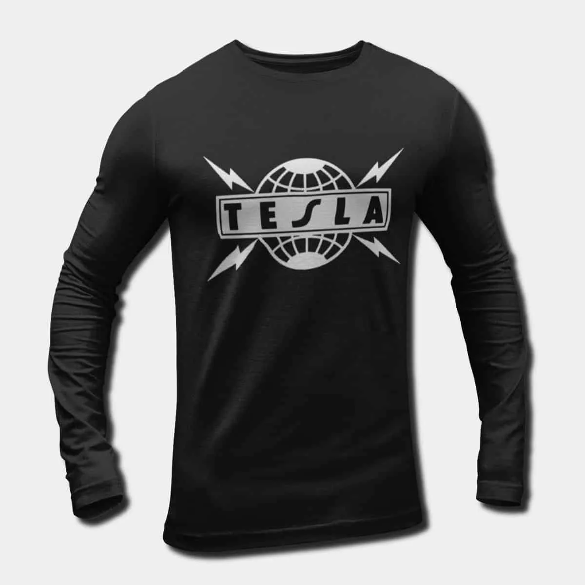 Tesla Band Long Sleeve T-Shirt, Tesla Logo Longsleeve Tee, Blues, Hard Rock, Heavy Metal Merch