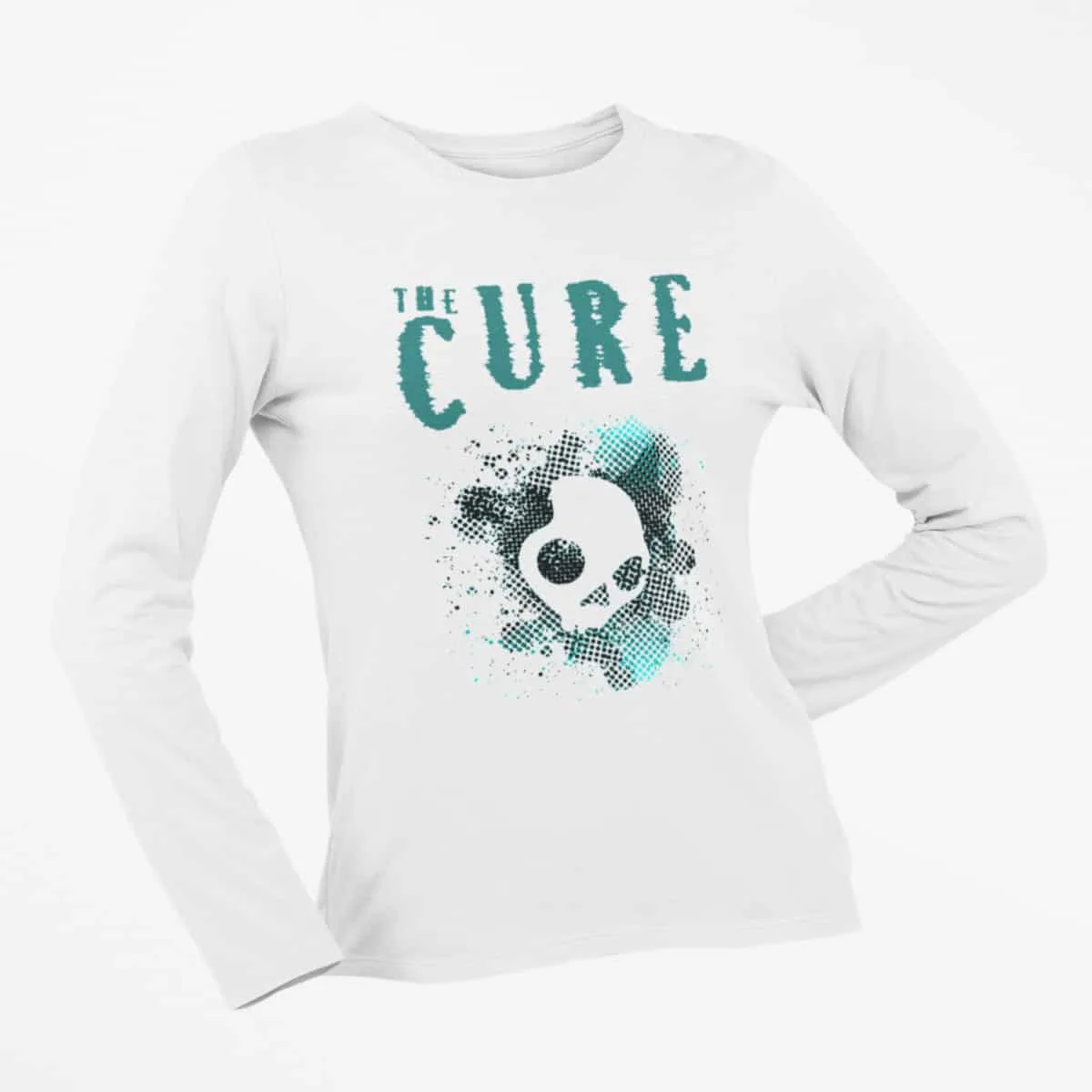 The Cure Long Sleeve T-Shirt, The Cure Band White Longsleeve T-Shirt, Gothic Rock Merchandise