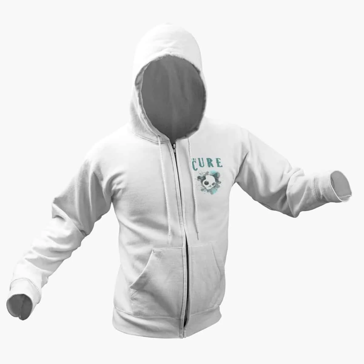 The Cure Zip Hoodie, The Cure Band White Zipper Hoodie, Gothic Rock Merchandise