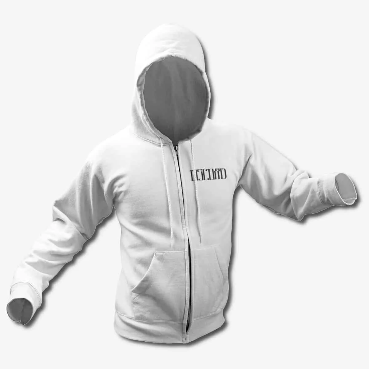 The Great Discord Zip Up Hoodie, Discord Logo White Zip Hoodie, Progressive Metal Merchandise
