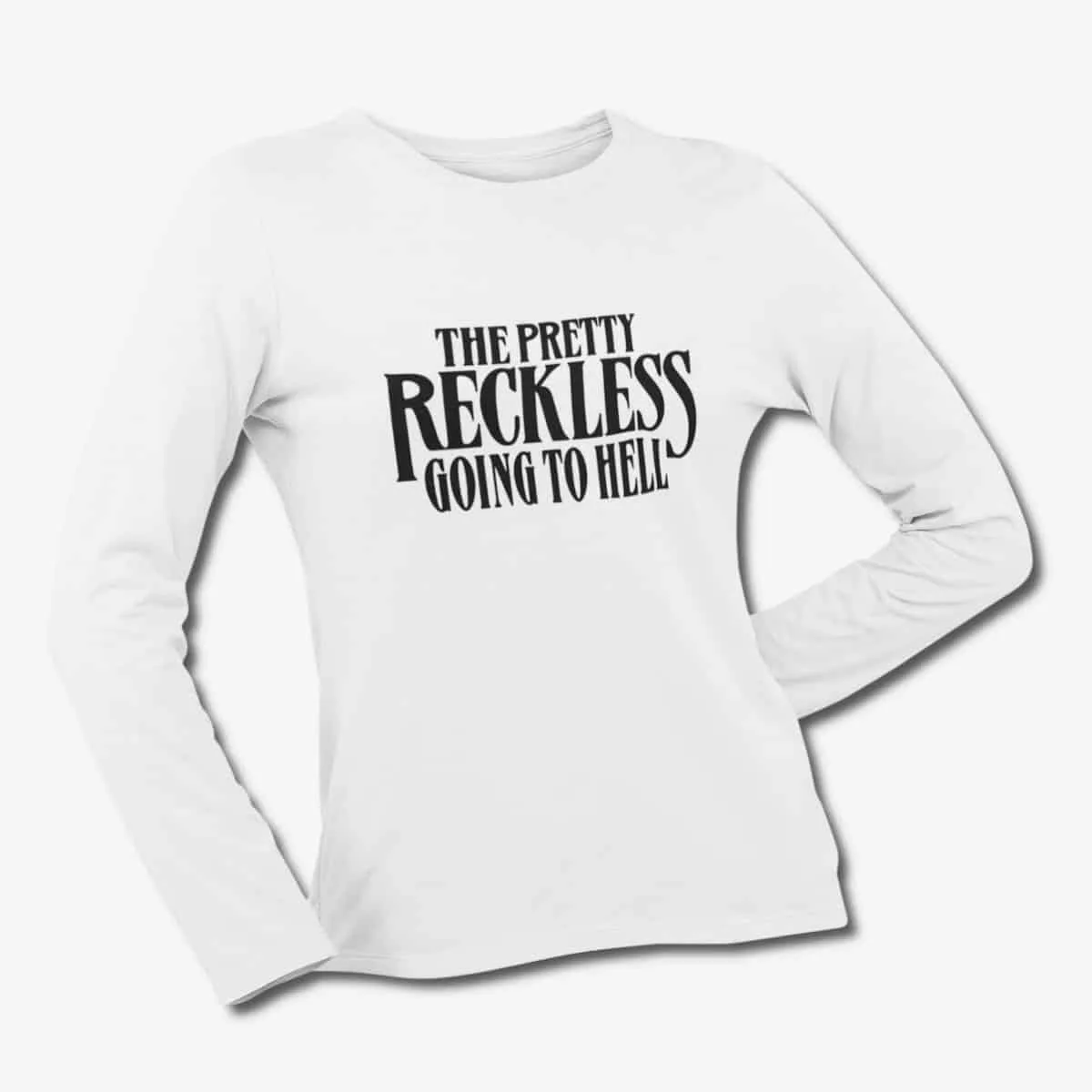 The Pretty Reckless Long Sleeve T-Shirt, Pretty Reckless Going To Hell White LongSleeve T-Shirt, Hard Rock Merchandise